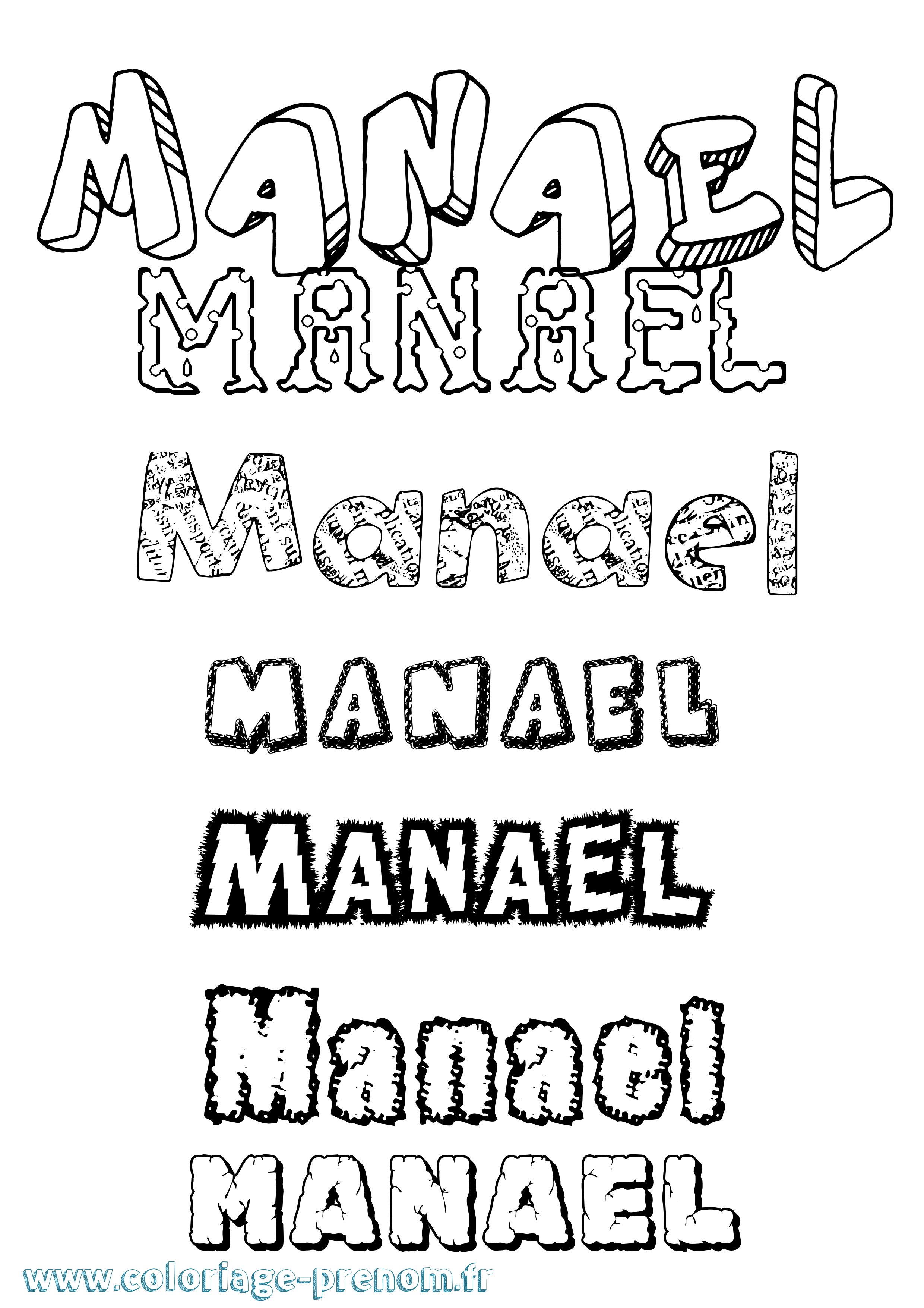 Coloriage Manael Destructuré Coloriage prénom Manael Destructuré