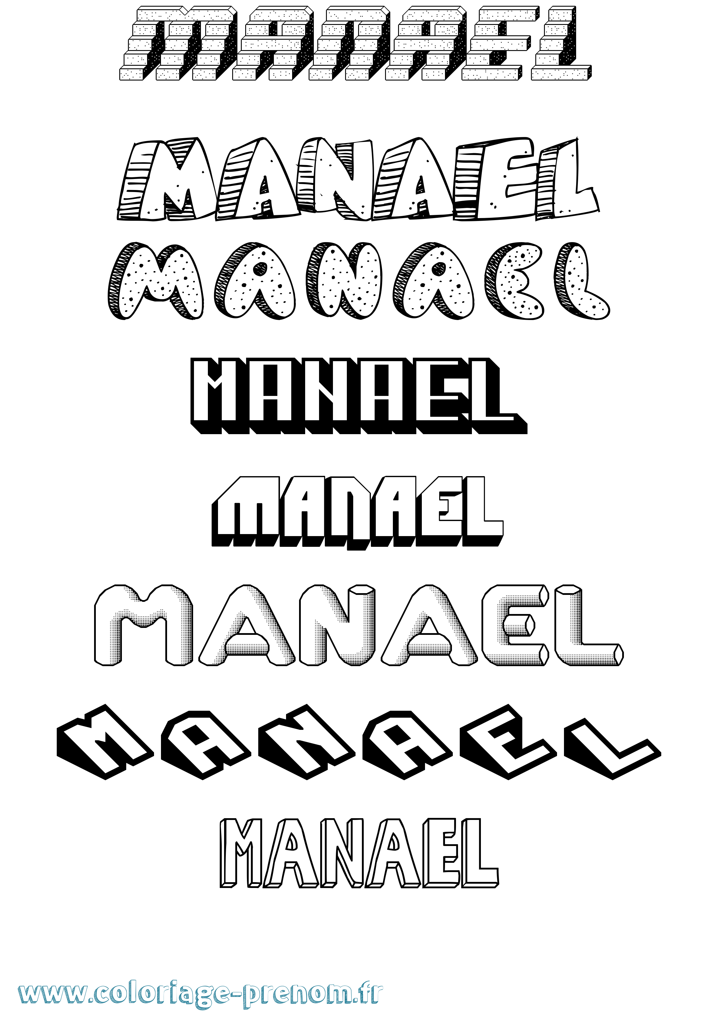 Coloriage Manael Effet 3D Coloriage prénom Manael Effet 3D