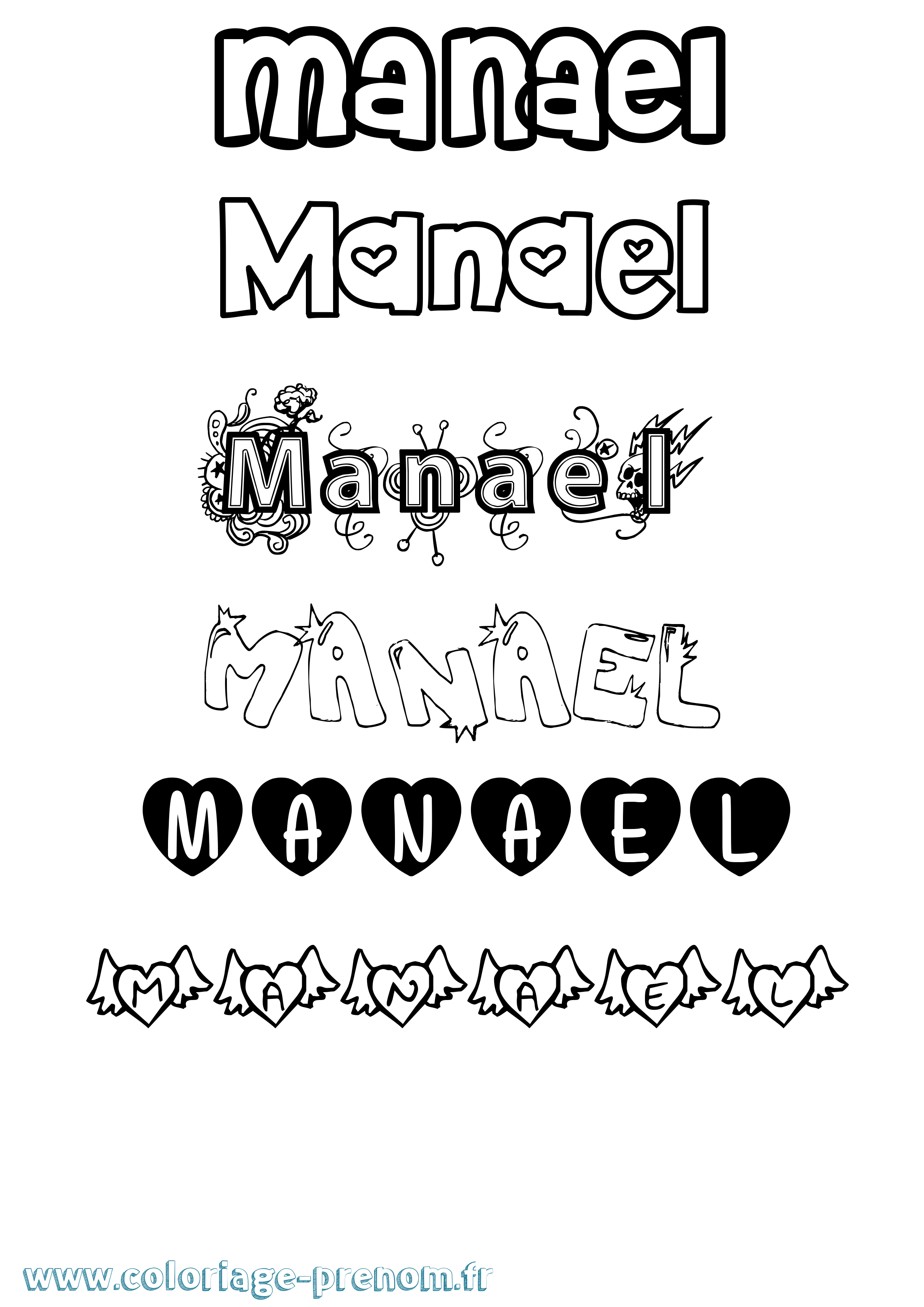 Coloriage Manael Girly Coloriage prénom Manael Girly