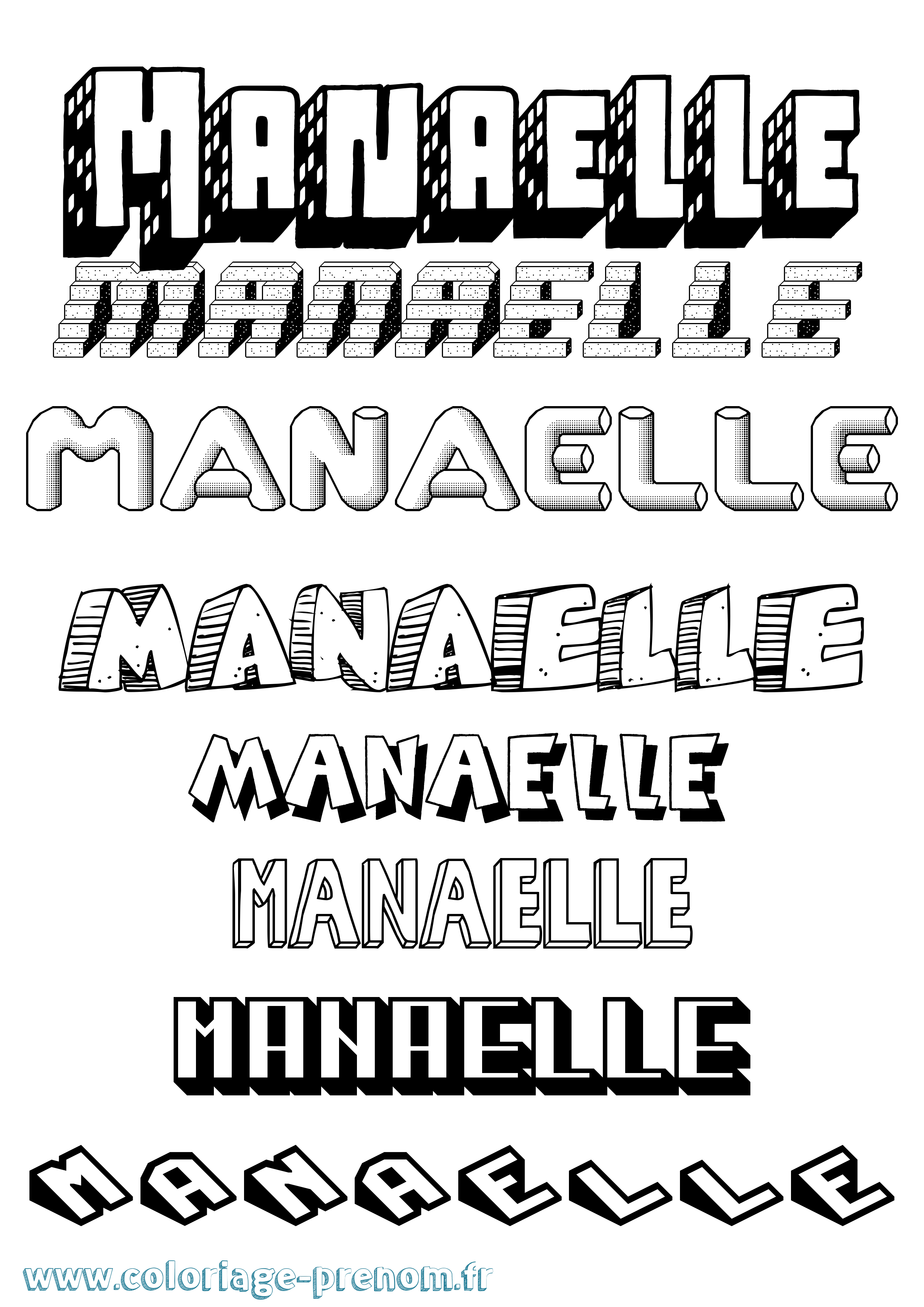 Coloriage Manaelle Effet 3D Coloriage prénom Manaelle Effet 3D