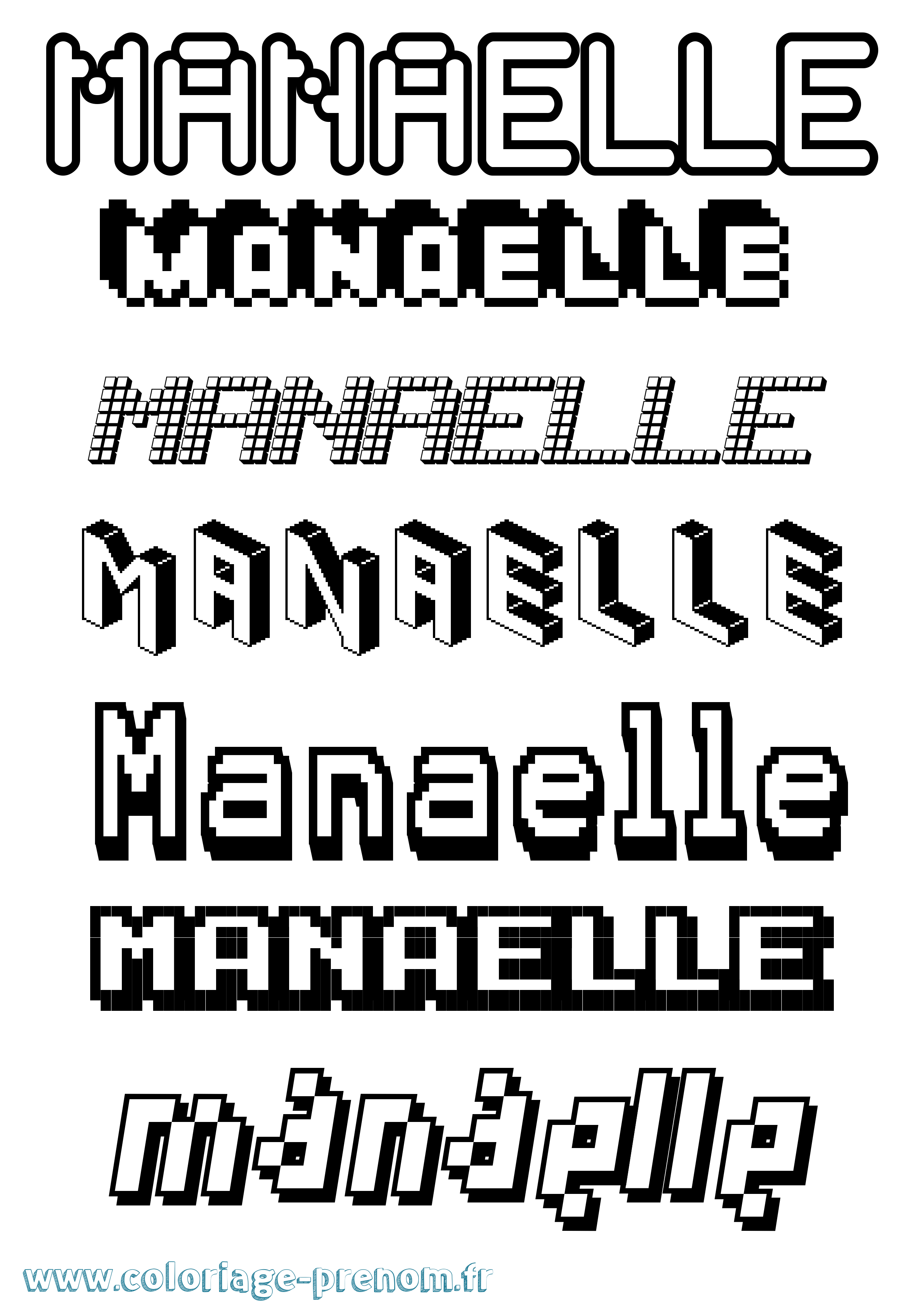 Coloriage Manaelle Pixel Coloriage prénom Manaelle Pixel