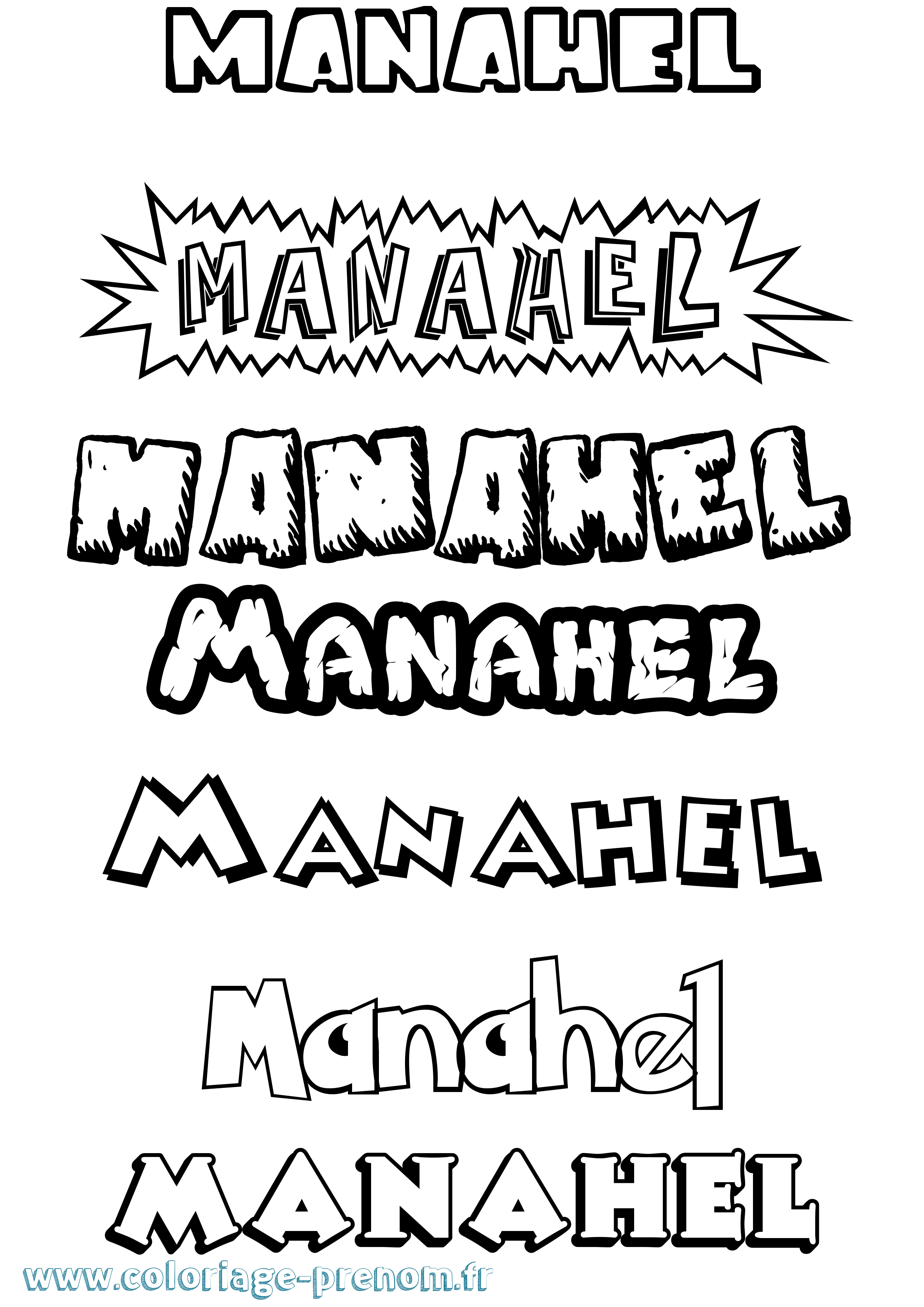 Coloriage Manahel Dessin Animé Coloriage prénom Manahel Dessin Animé