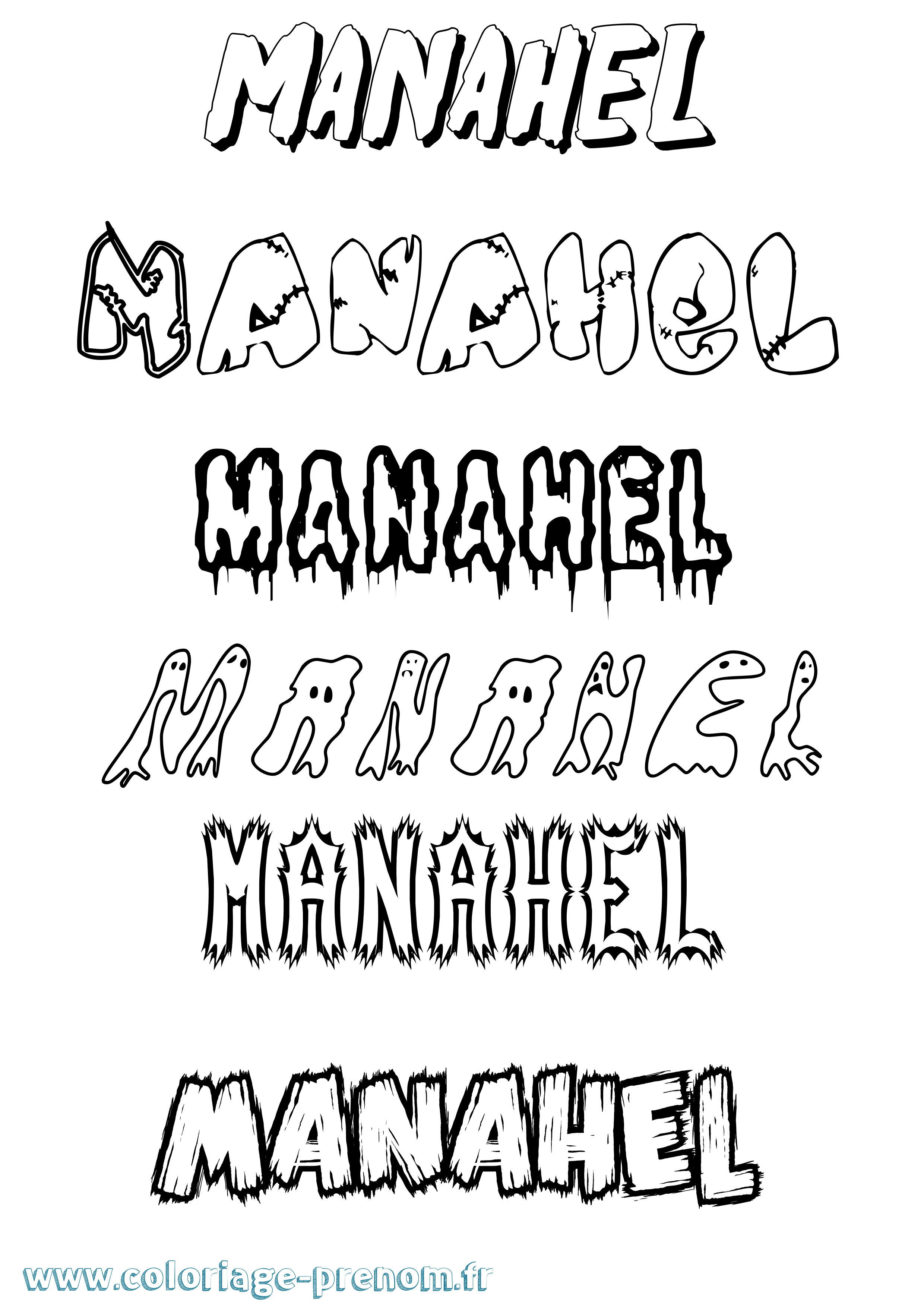 Coloriage Manahel Frisson Coloriage prénom Manahel Frisson