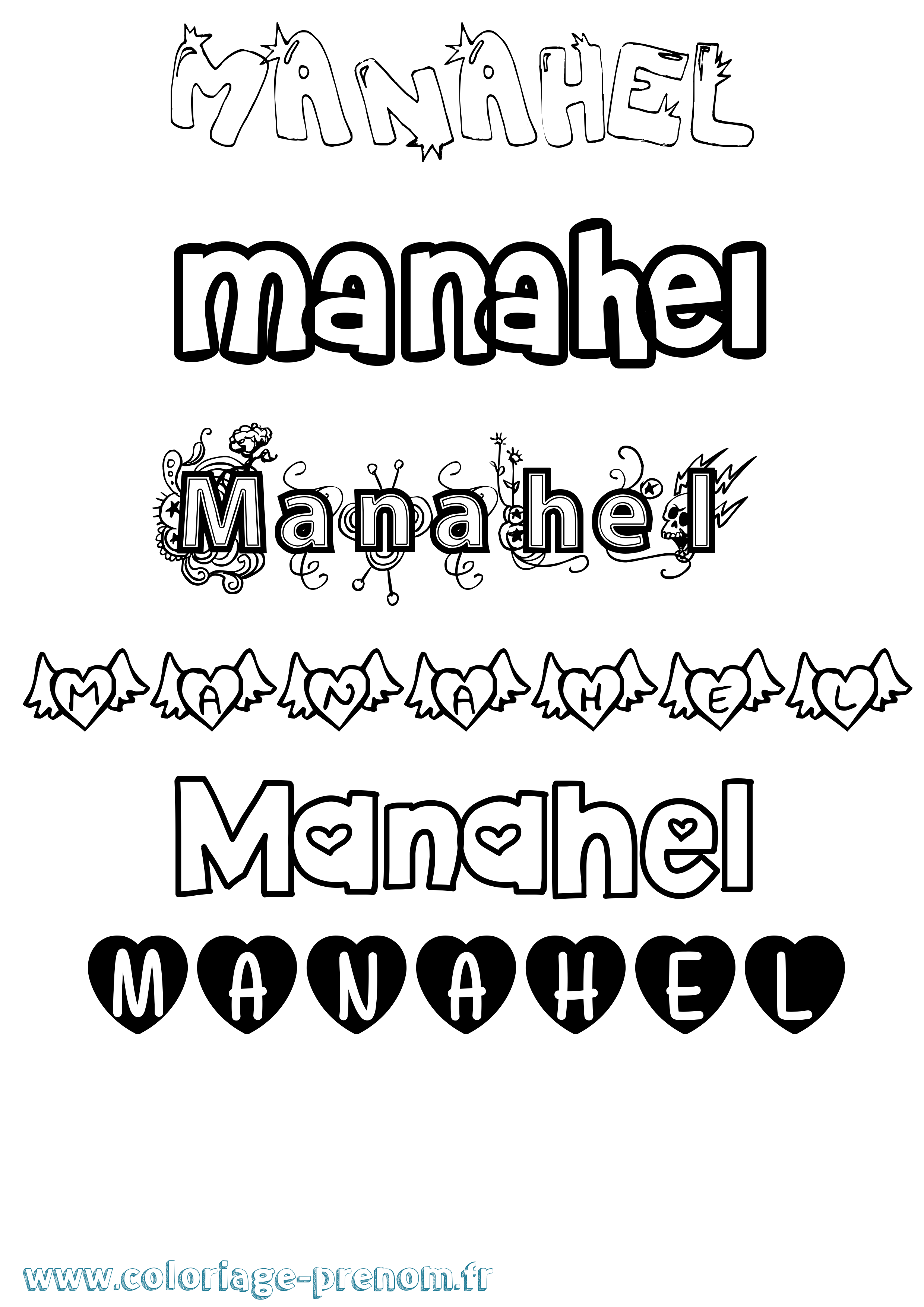 Coloriage Manahel Girly Coloriage prénom Manahel Girly