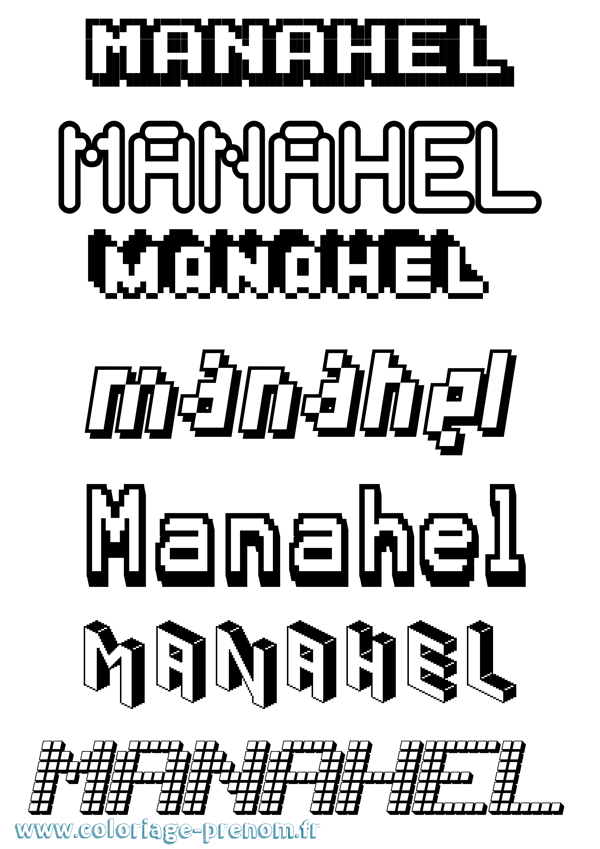 Coloriage Manahel Pixel Coloriage prénom Manahel Pixel