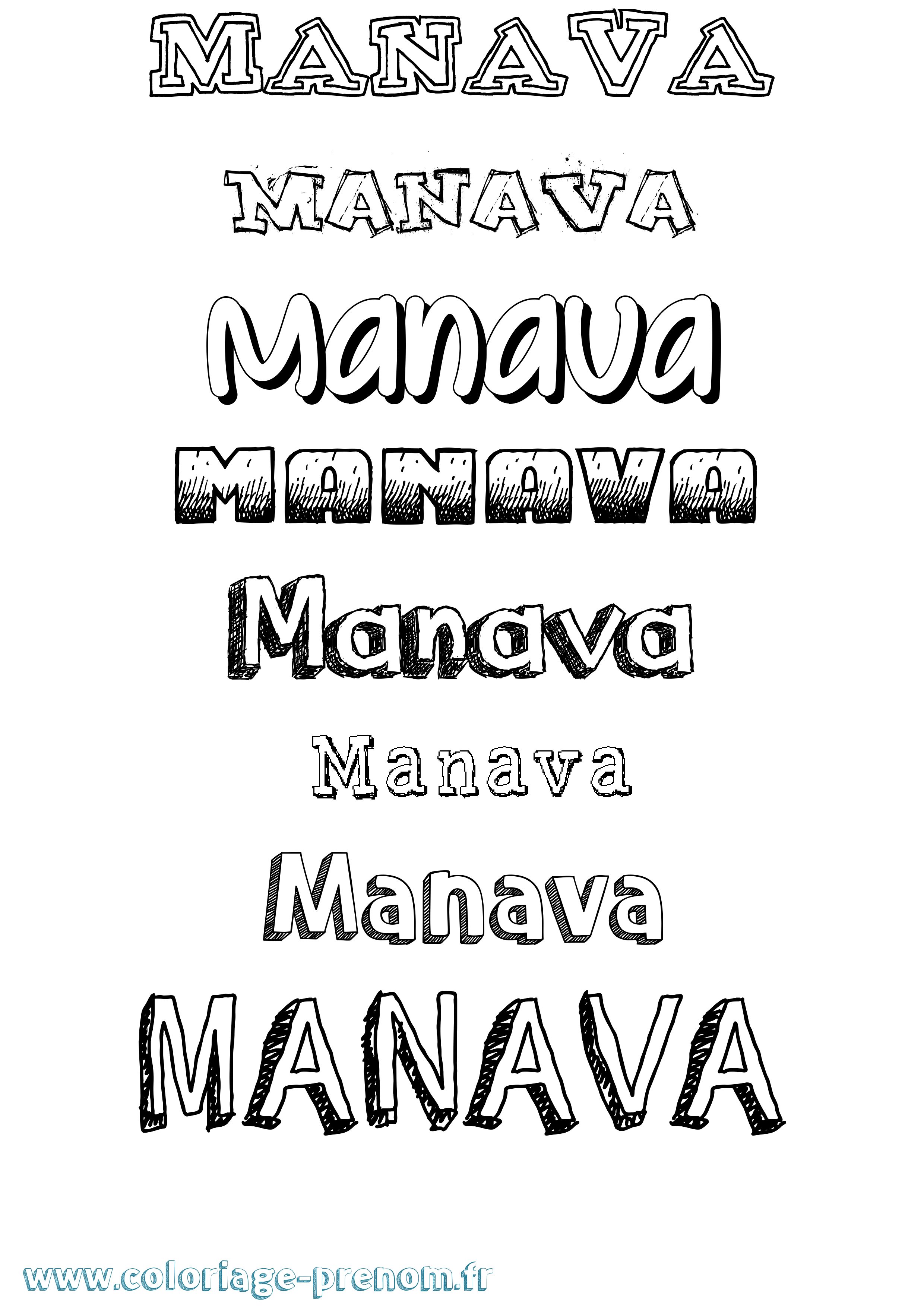 Coloriage Manava Dessiné Coloriage prénom Manava Dessiné