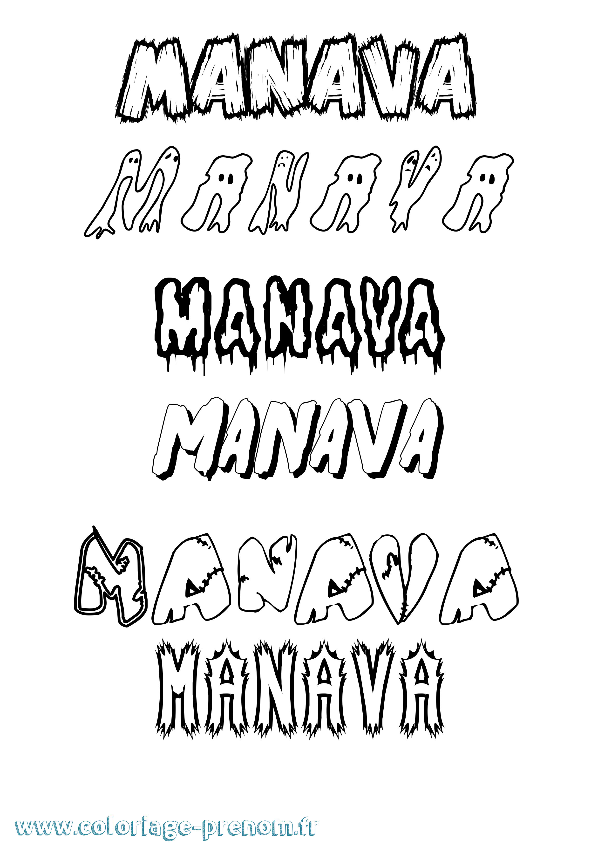 Coloriage Manava Frisson Coloriage prénom Manava Frisson
