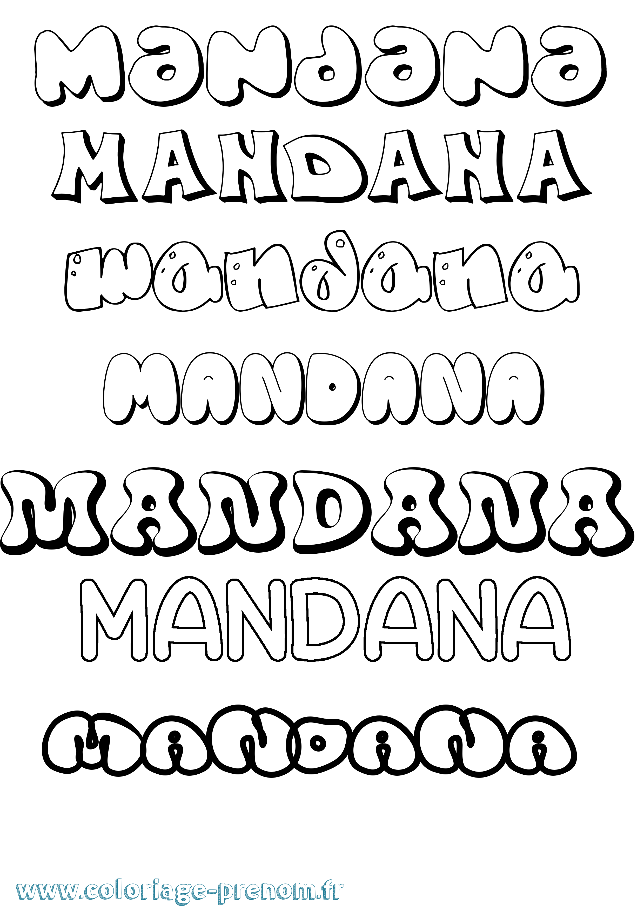 Coloriage Mandana Bubble Coloriage prénom Mandana Bubble