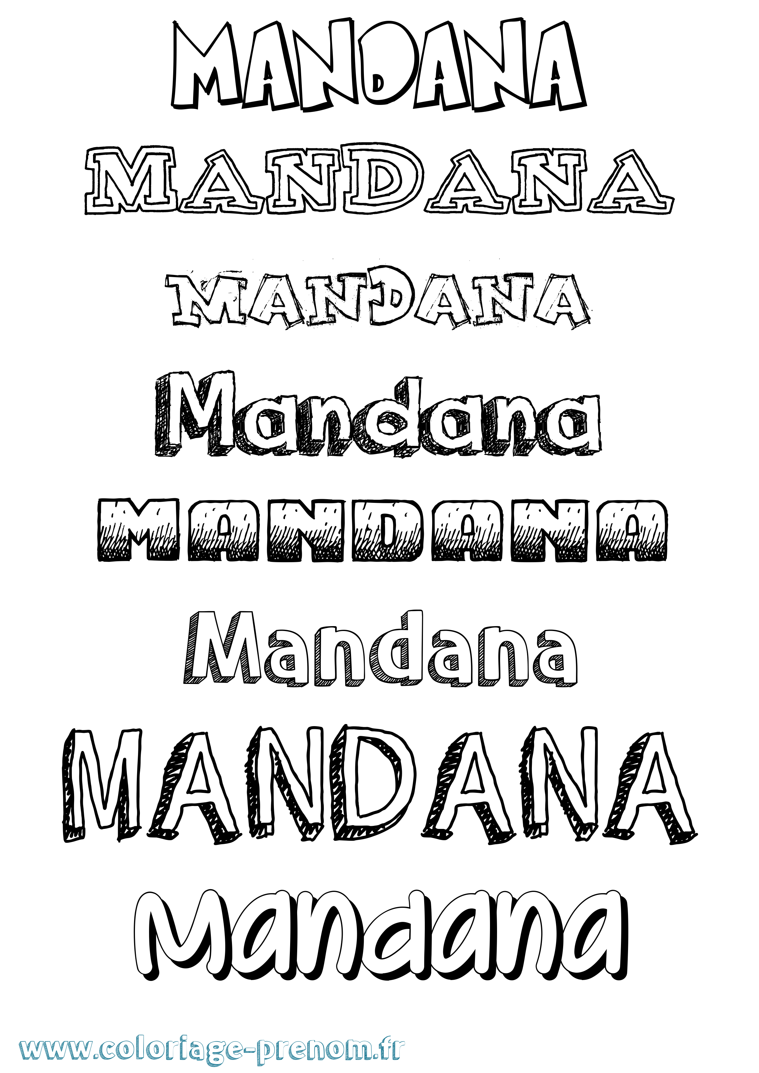 Coloriage Mandana Dessiné Coloriage prénom Mandana Dessiné
