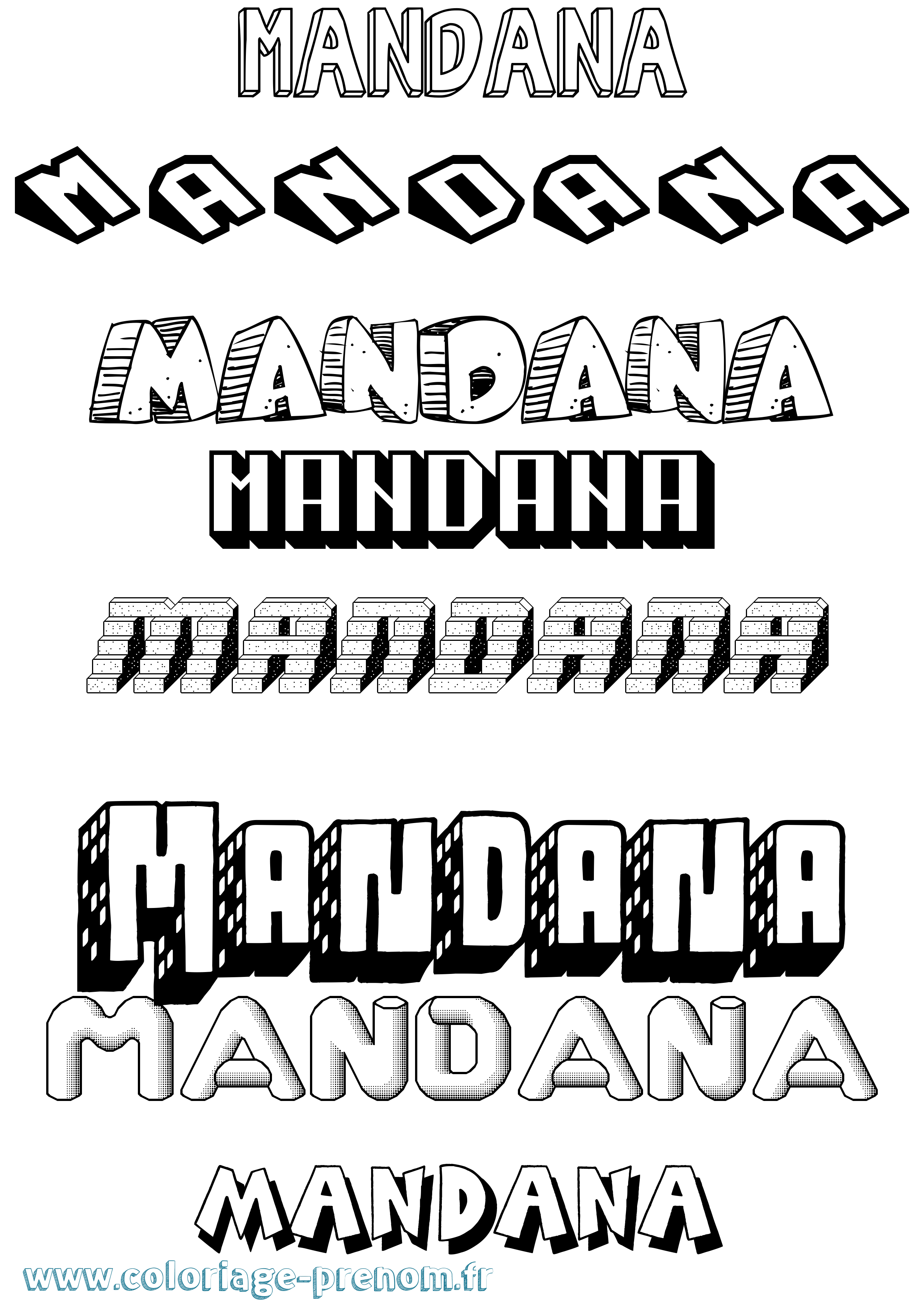 Coloriage Mandana Effet 3D Coloriage prénom Mandana Effet 3D