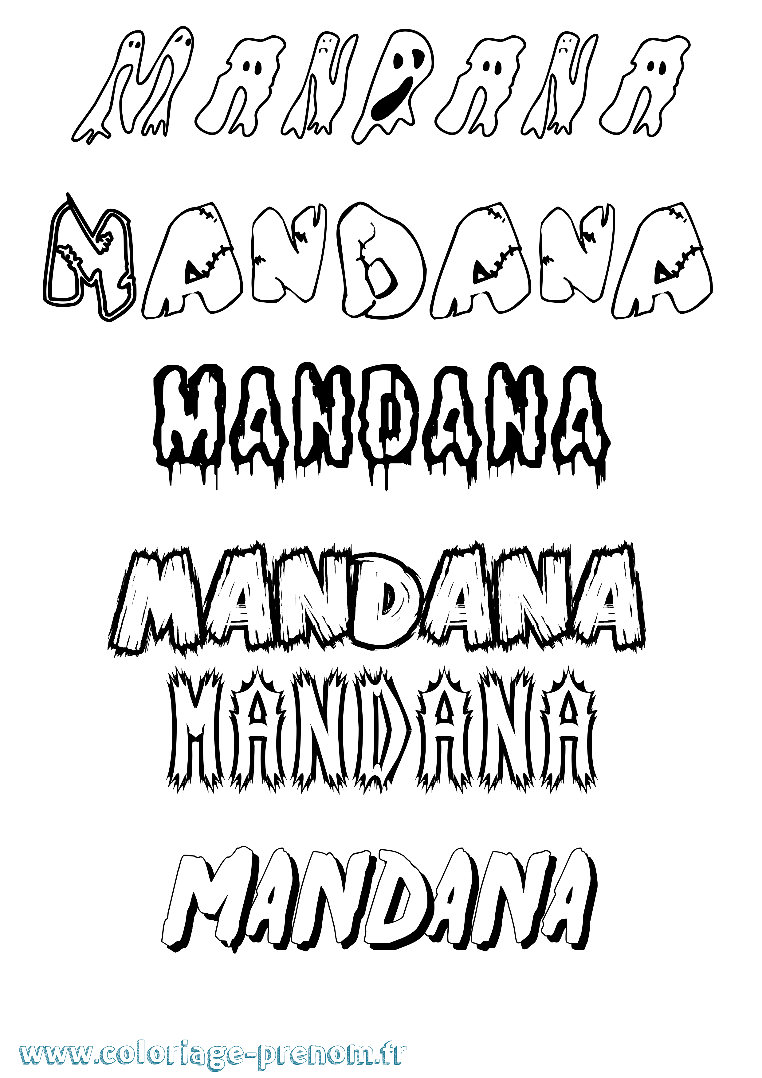 Coloriage Mandana Frisson Coloriage prénom Mandana Frisson
