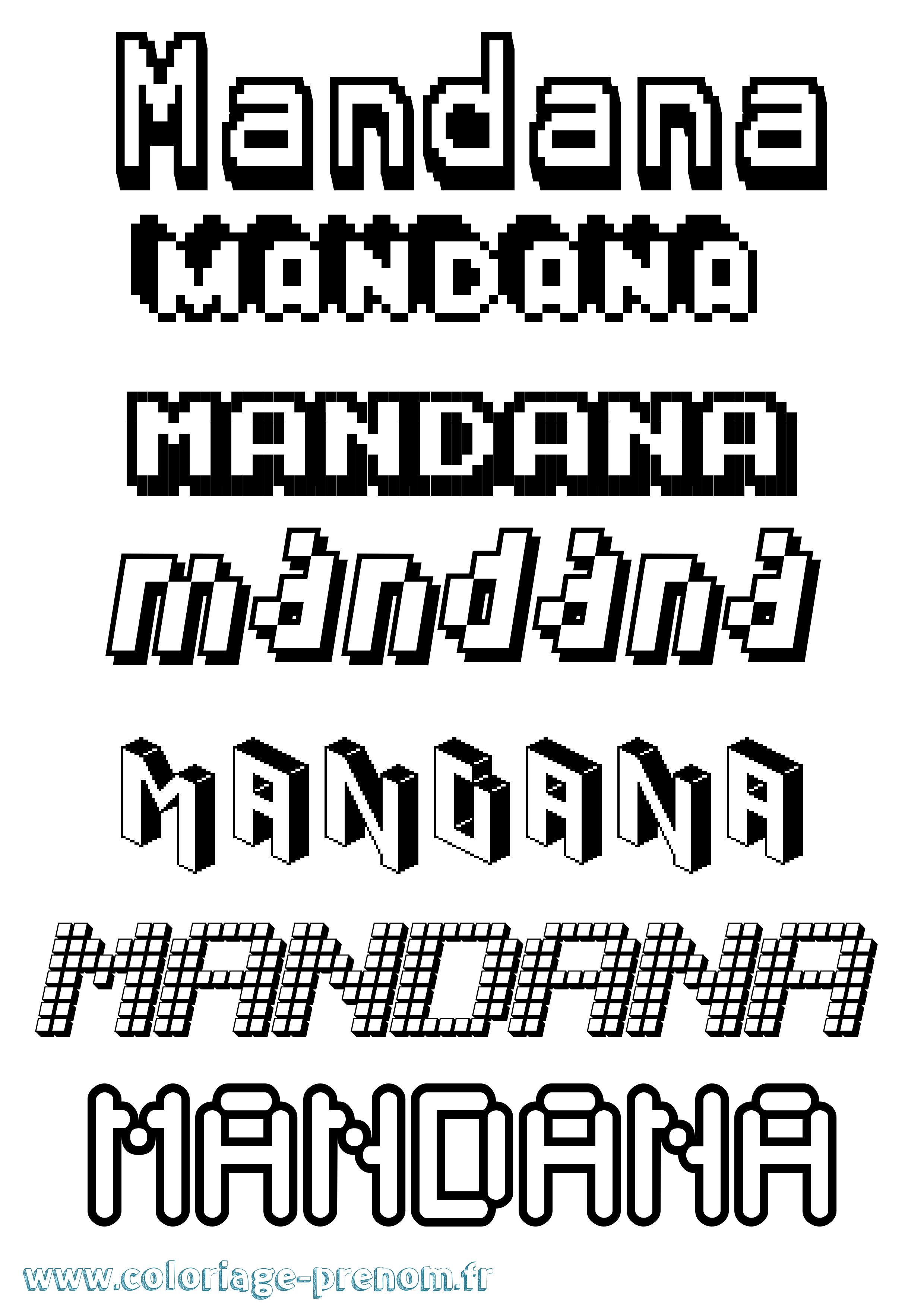 Coloriage Mandana Pixel Coloriage prénom Mandana Pixel