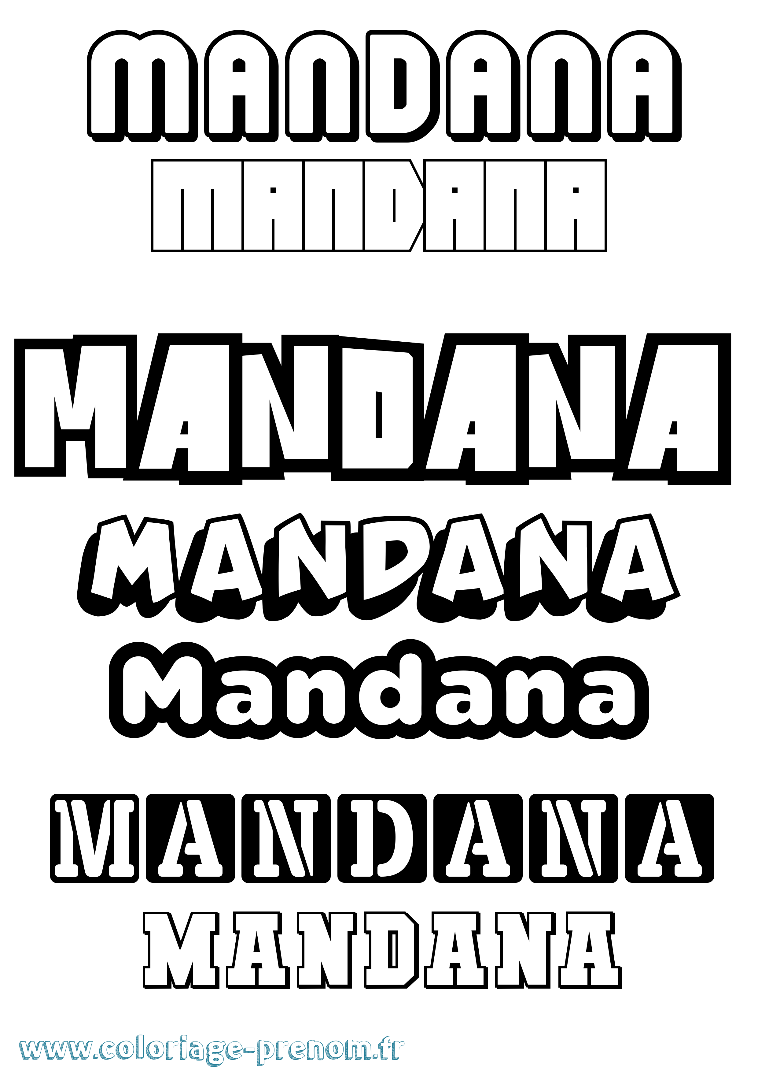 Coloriage Mandana Simple Coloriage prénom Mandana Simple