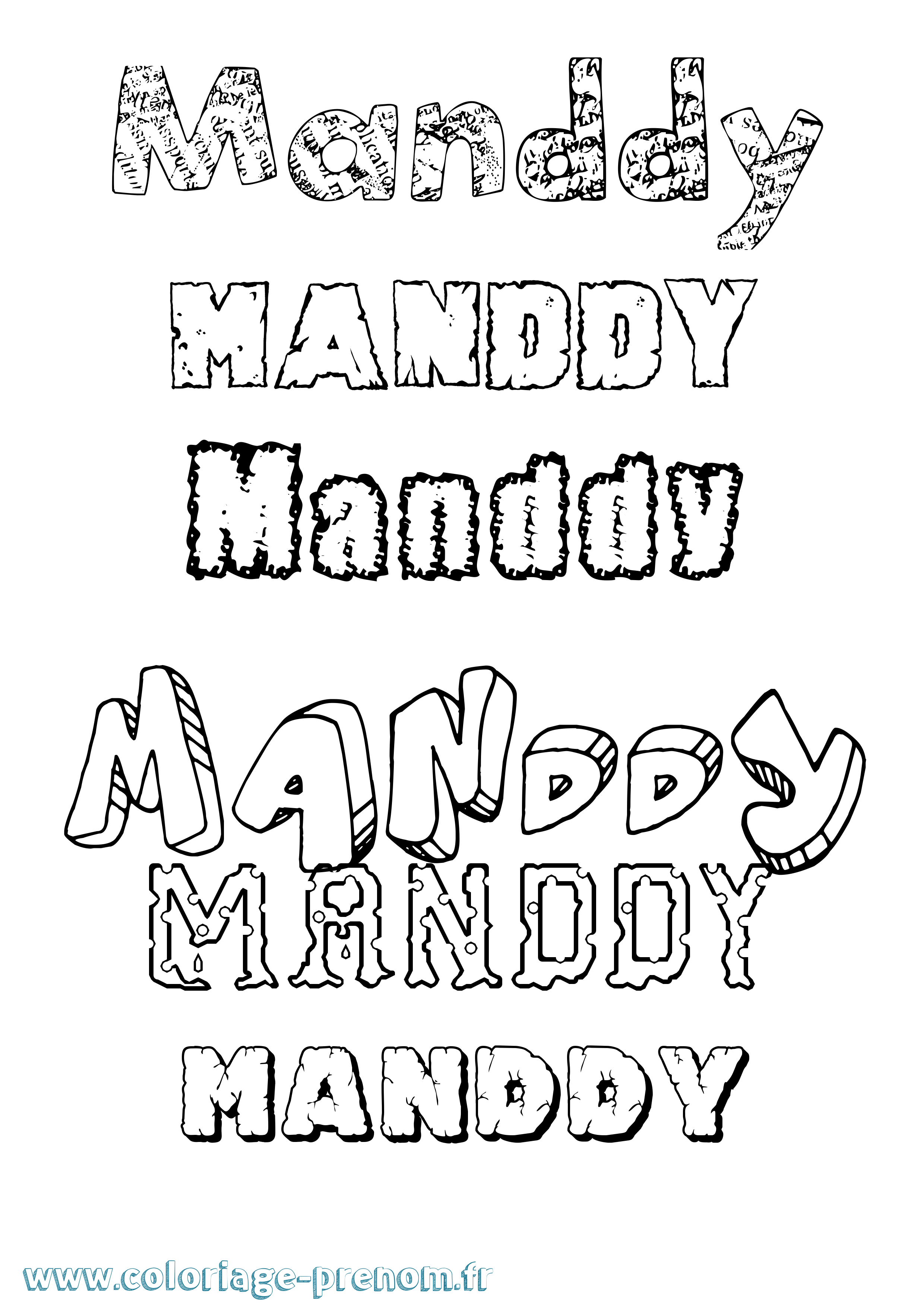 Coloriage Manddy Destructuré Coloriage prénom Manddy Destructuré