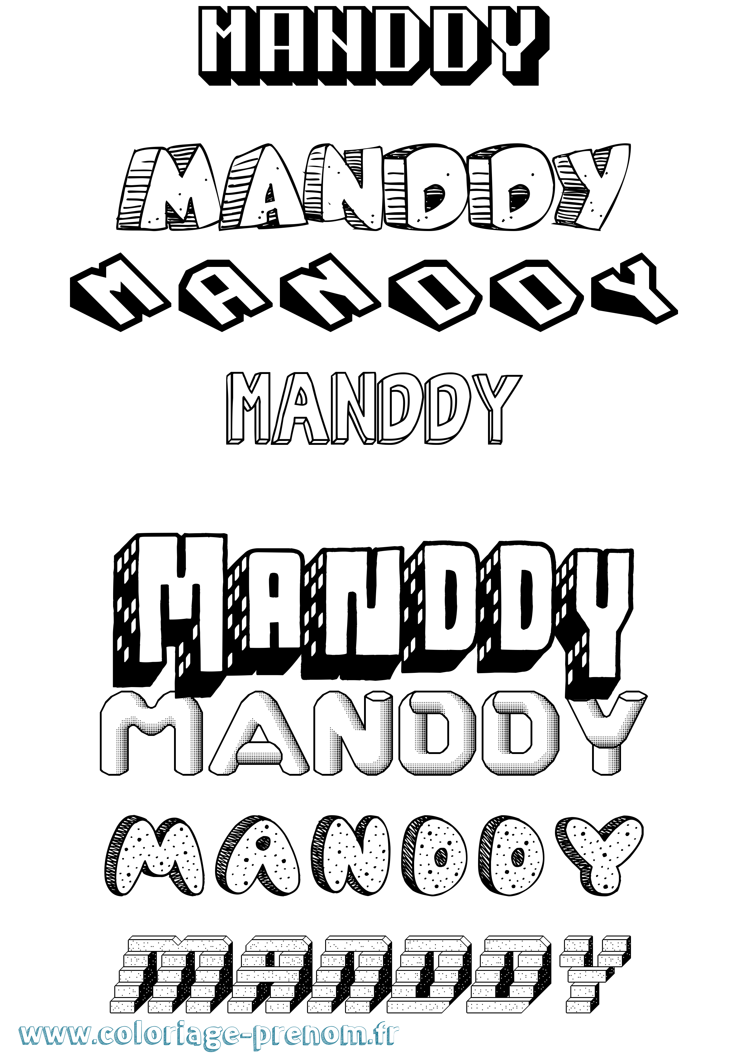 Coloriage Manddy Effet 3D Coloriage prénom Manddy Effet 3D