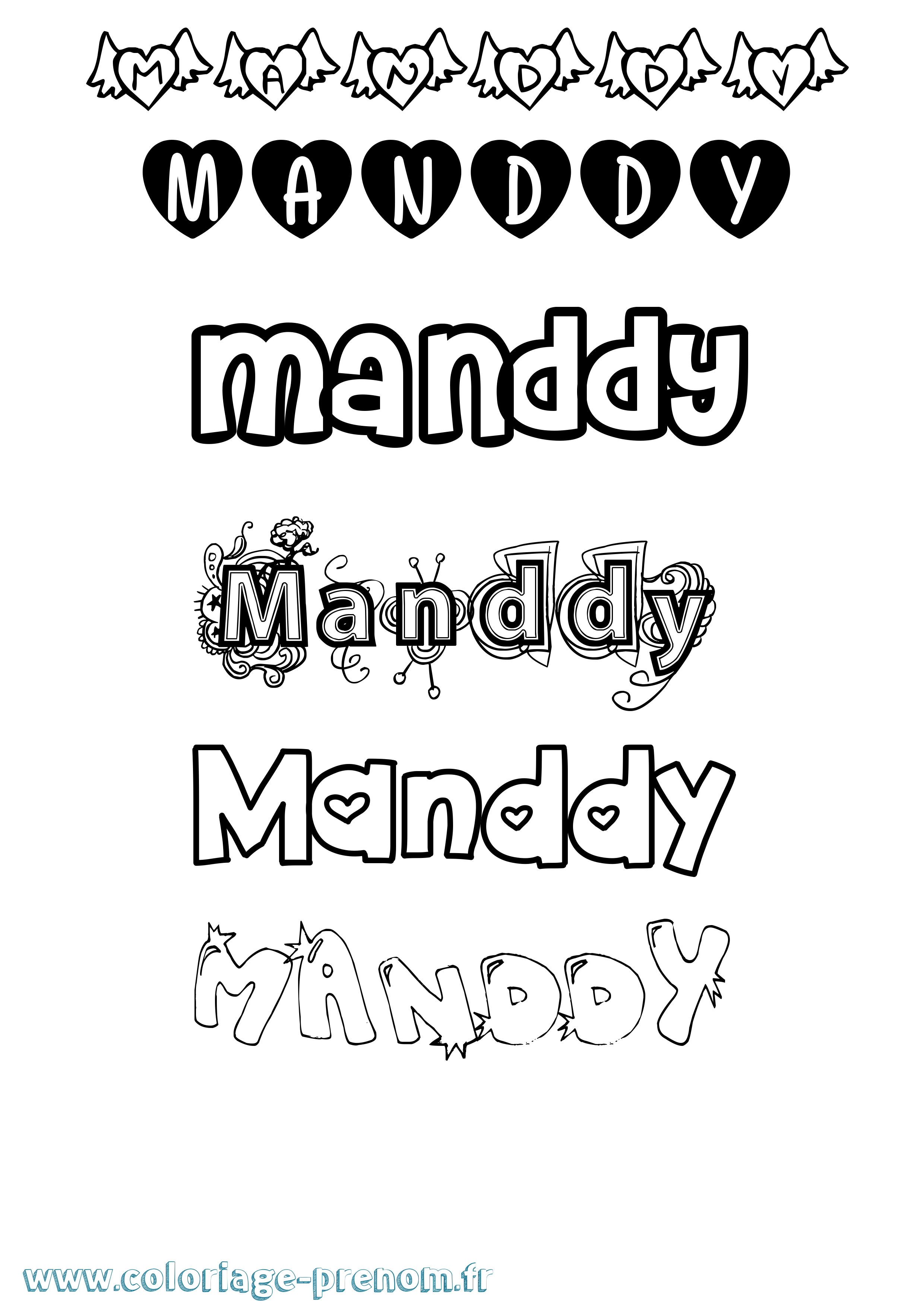 Coloriage Manddy Girly Coloriage prénom Manddy Girly