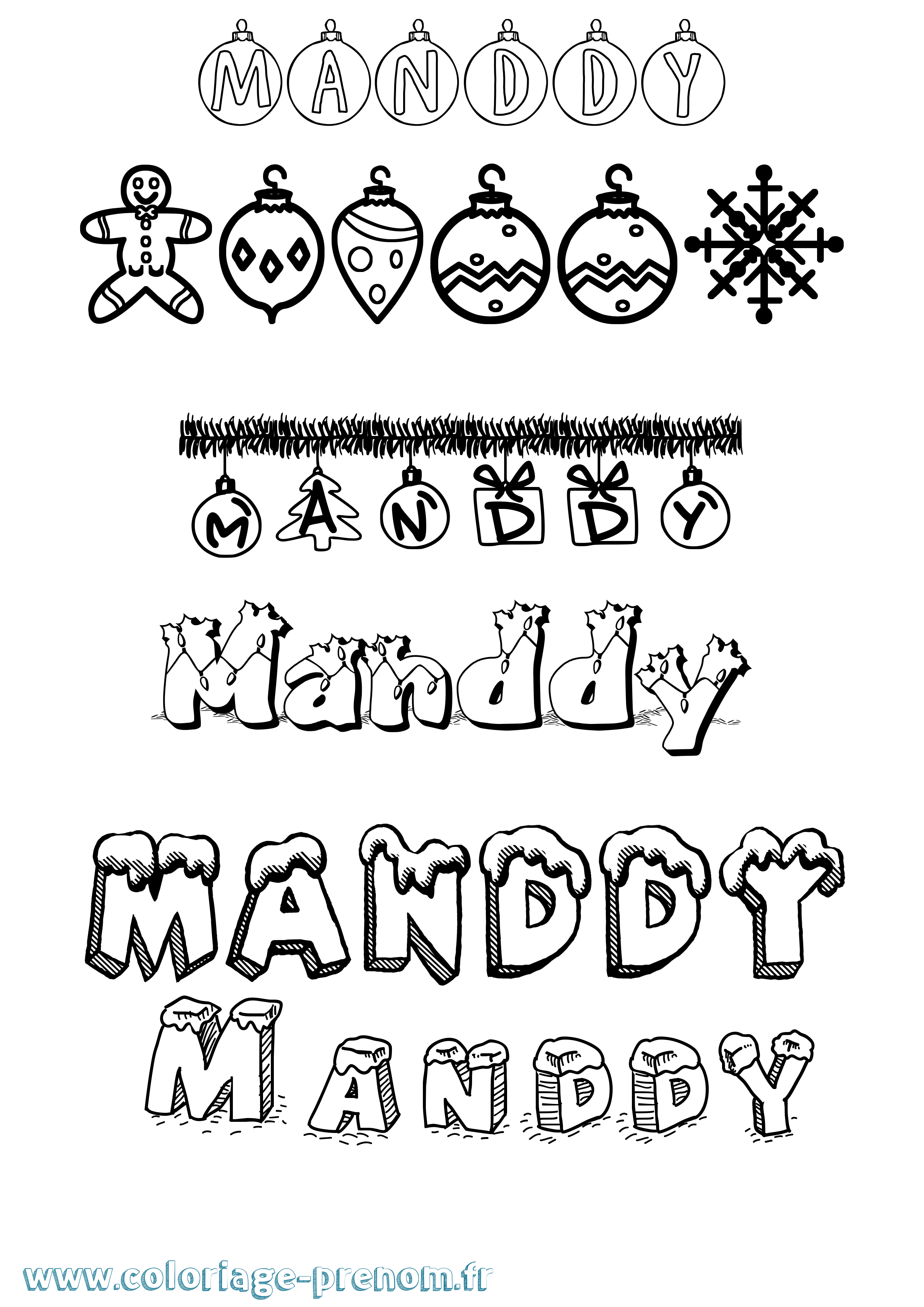 Coloriage Manddy Noël Coloriage prénom Manddy Noël