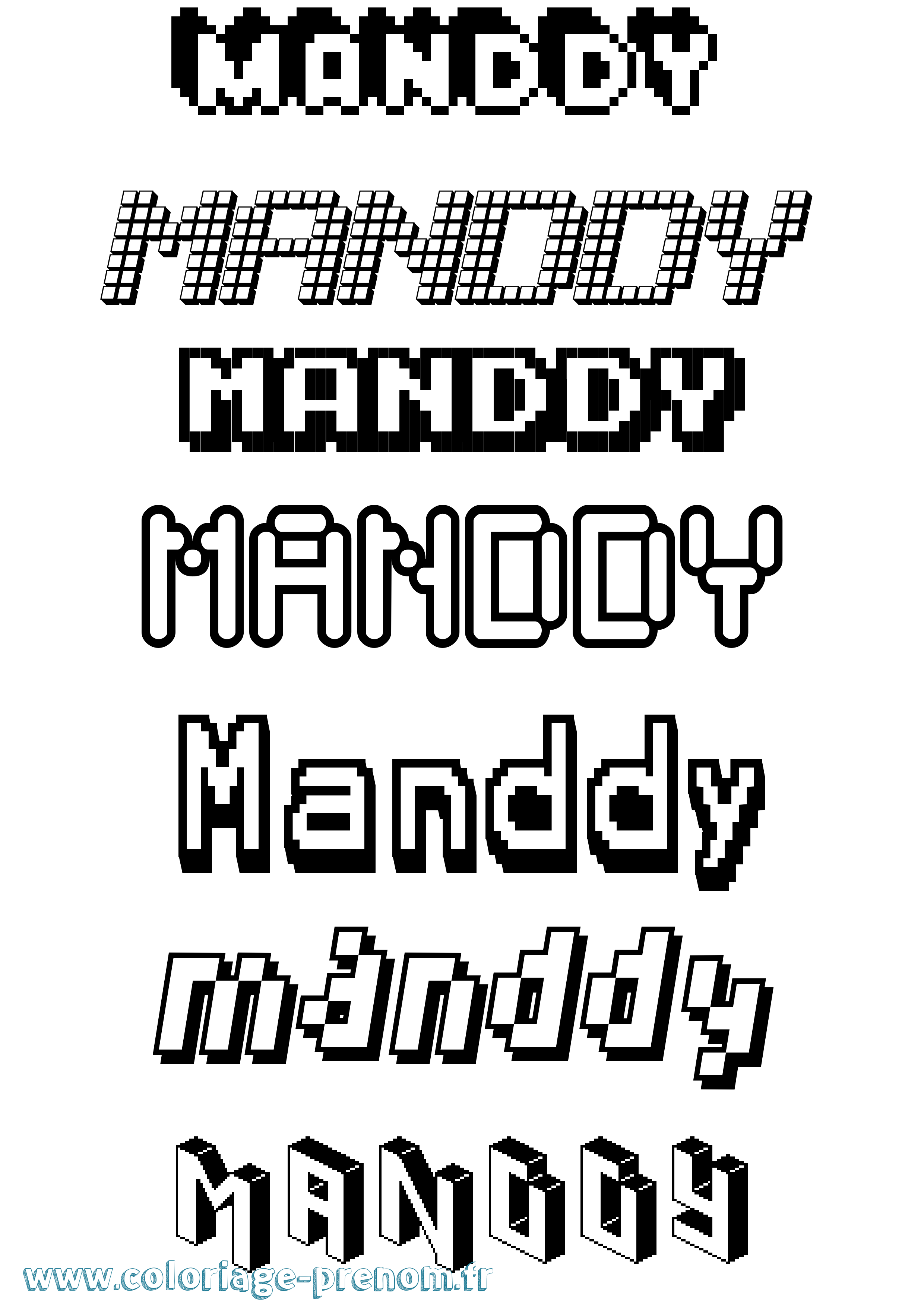 Coloriage Manddy Pixel Coloriage prénom Manddy Pixel