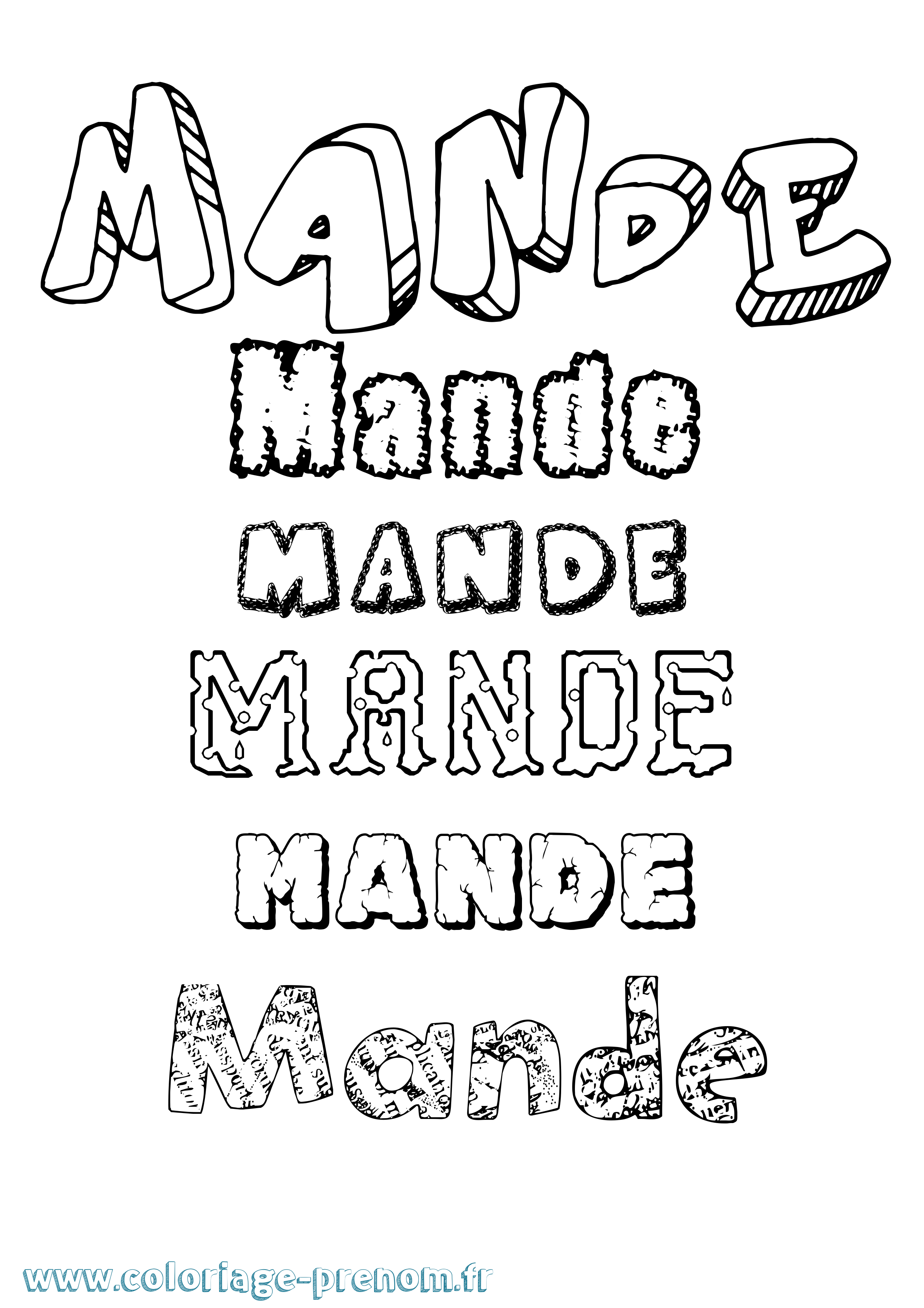 Coloriage Mande Destructuré Coloriage prénom Mande Destructuré