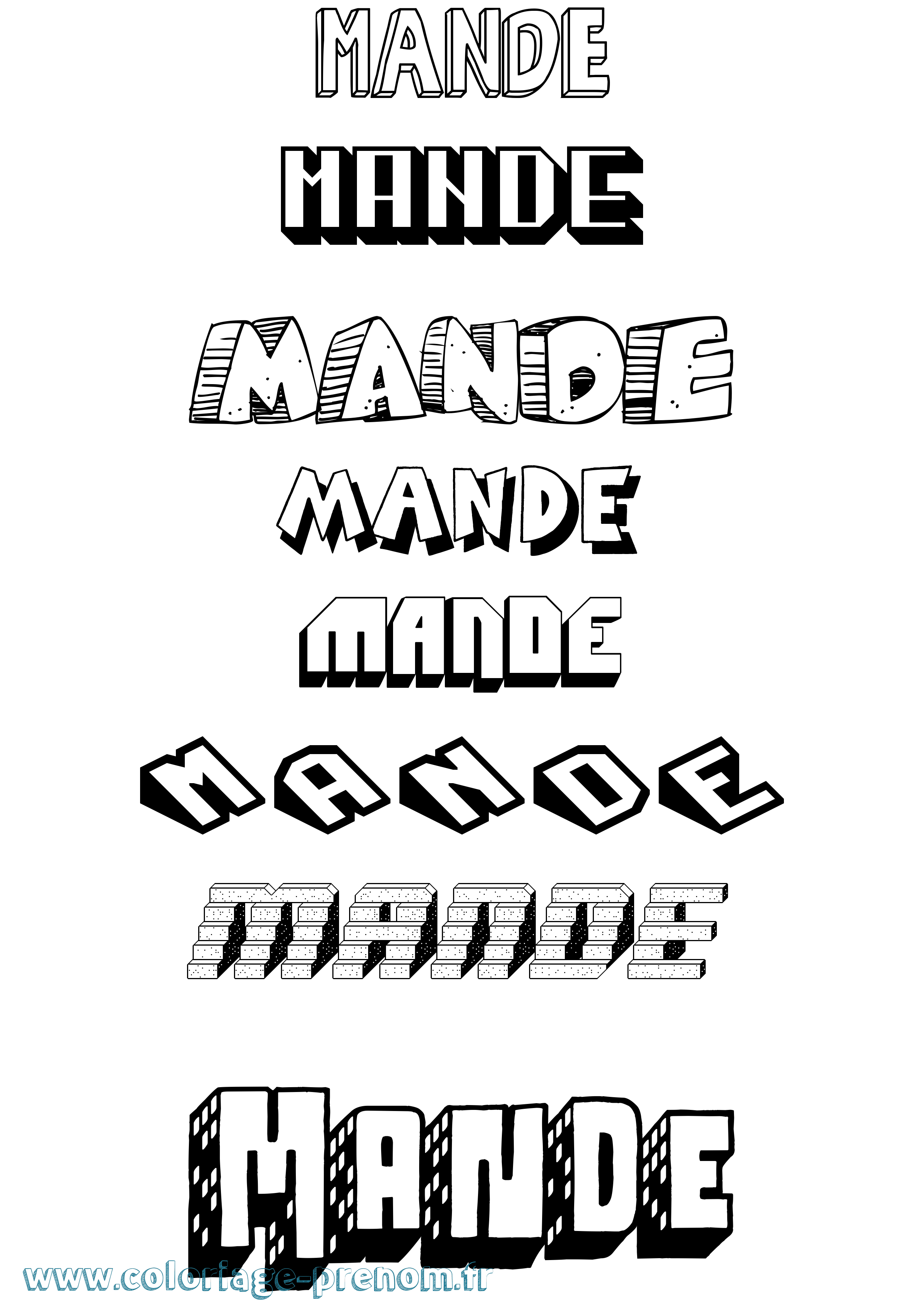 Coloriage Mande Effet 3D Coloriage prénom Mande Effet 3D