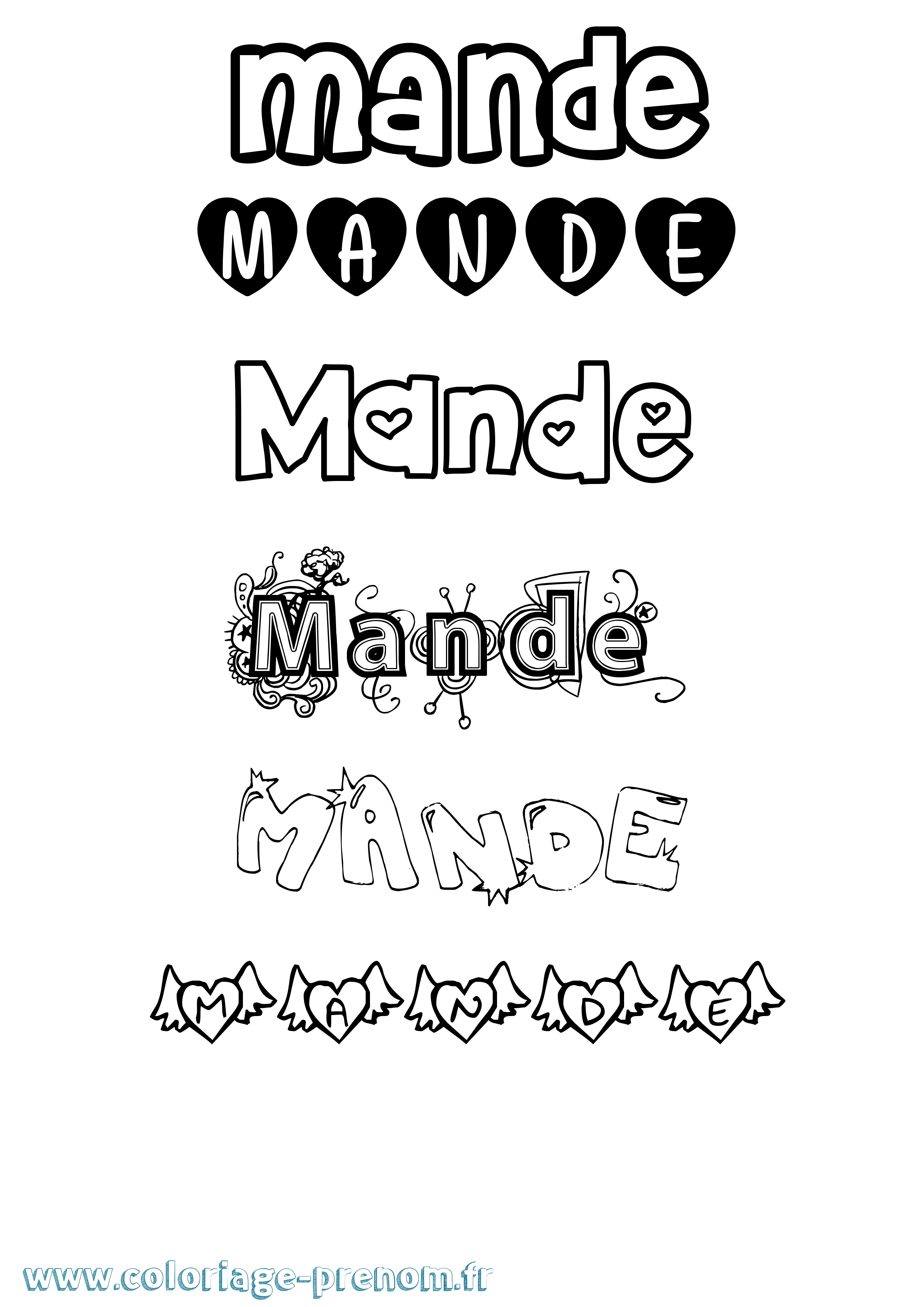 Coloriage Mande Girly Coloriage prénom Mande Girly