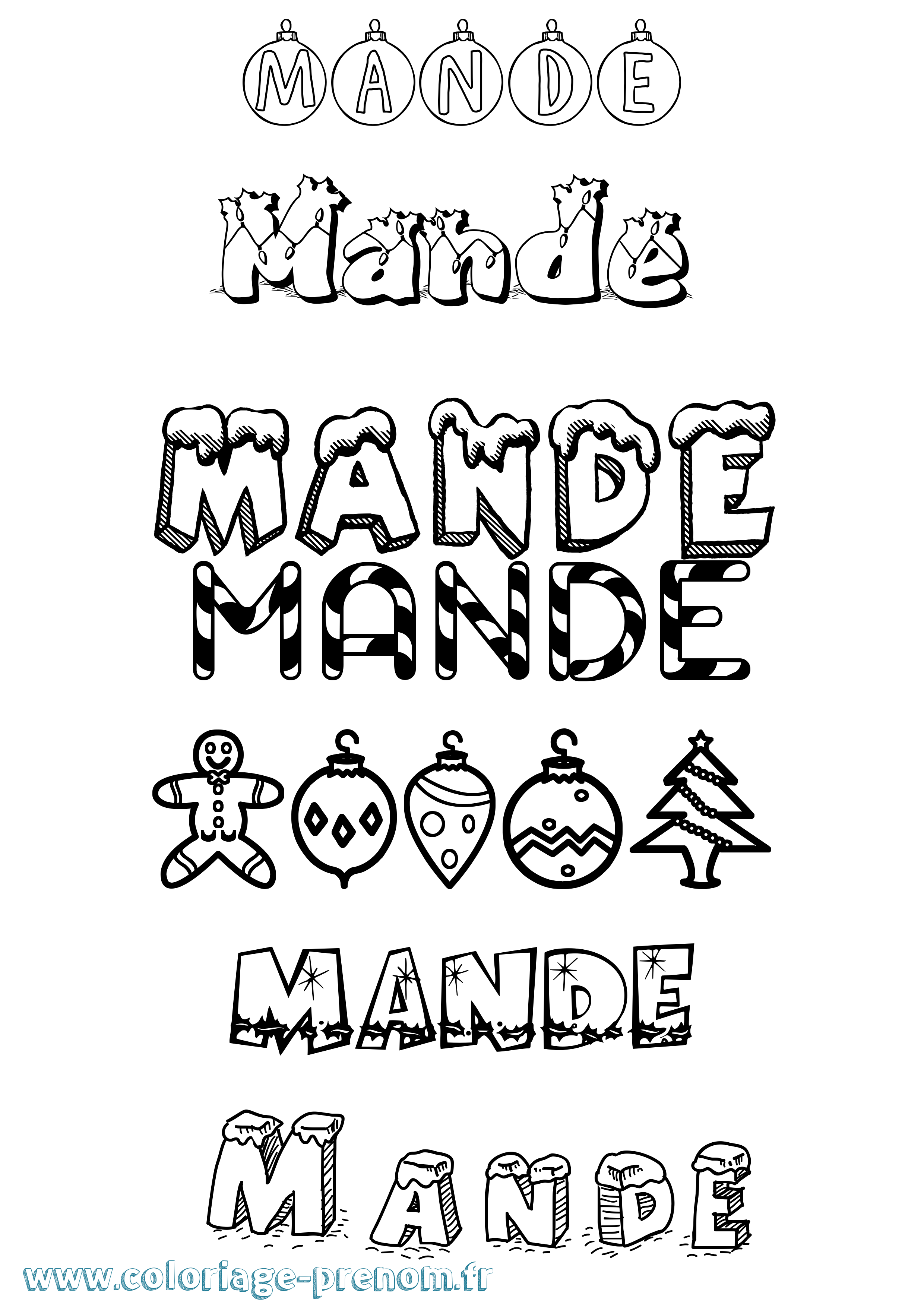 Coloriage Mande Noël Coloriage prénom Mande Noël