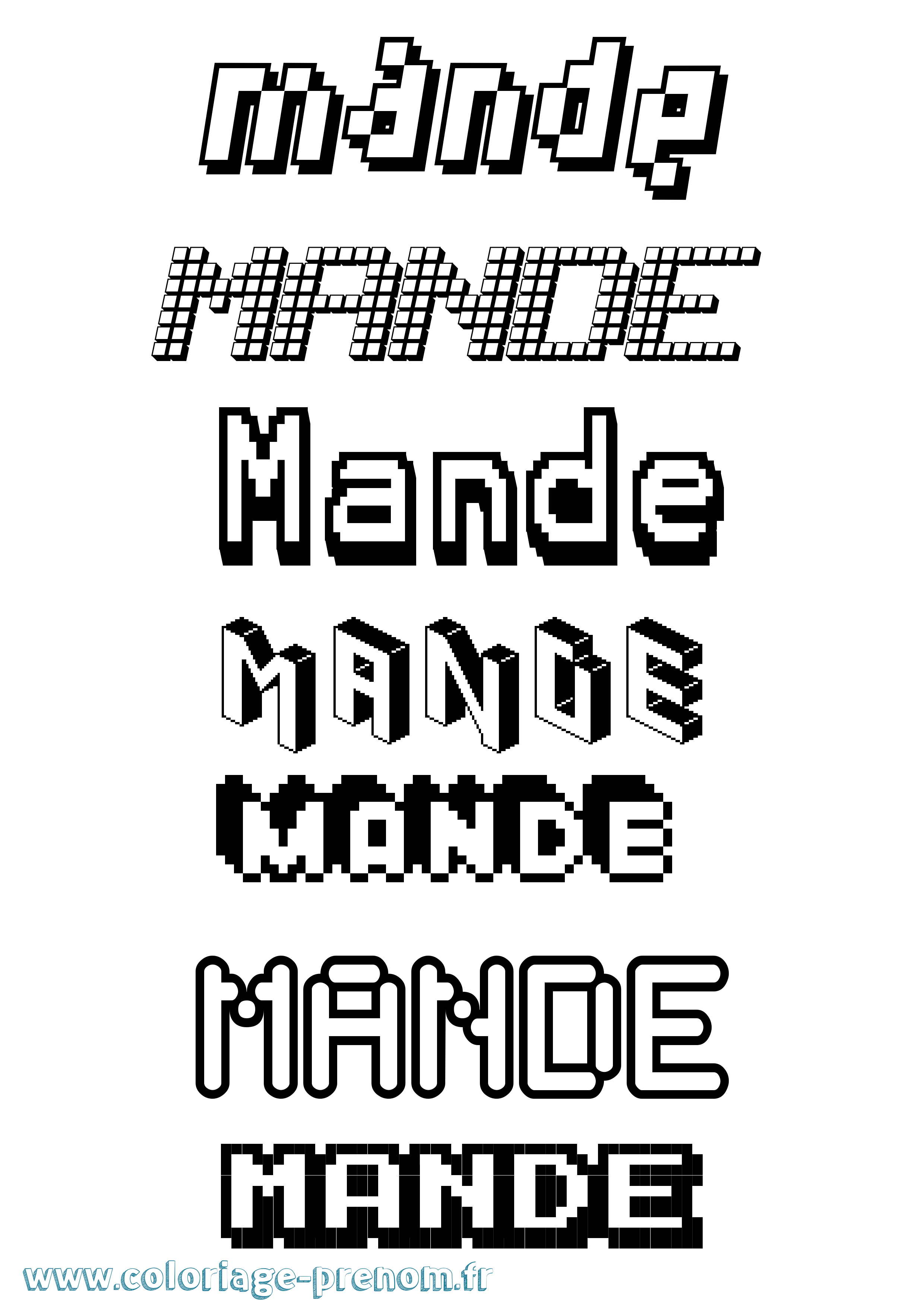 Coloriage Mande Pixel Coloriage prénom Mande Pixel