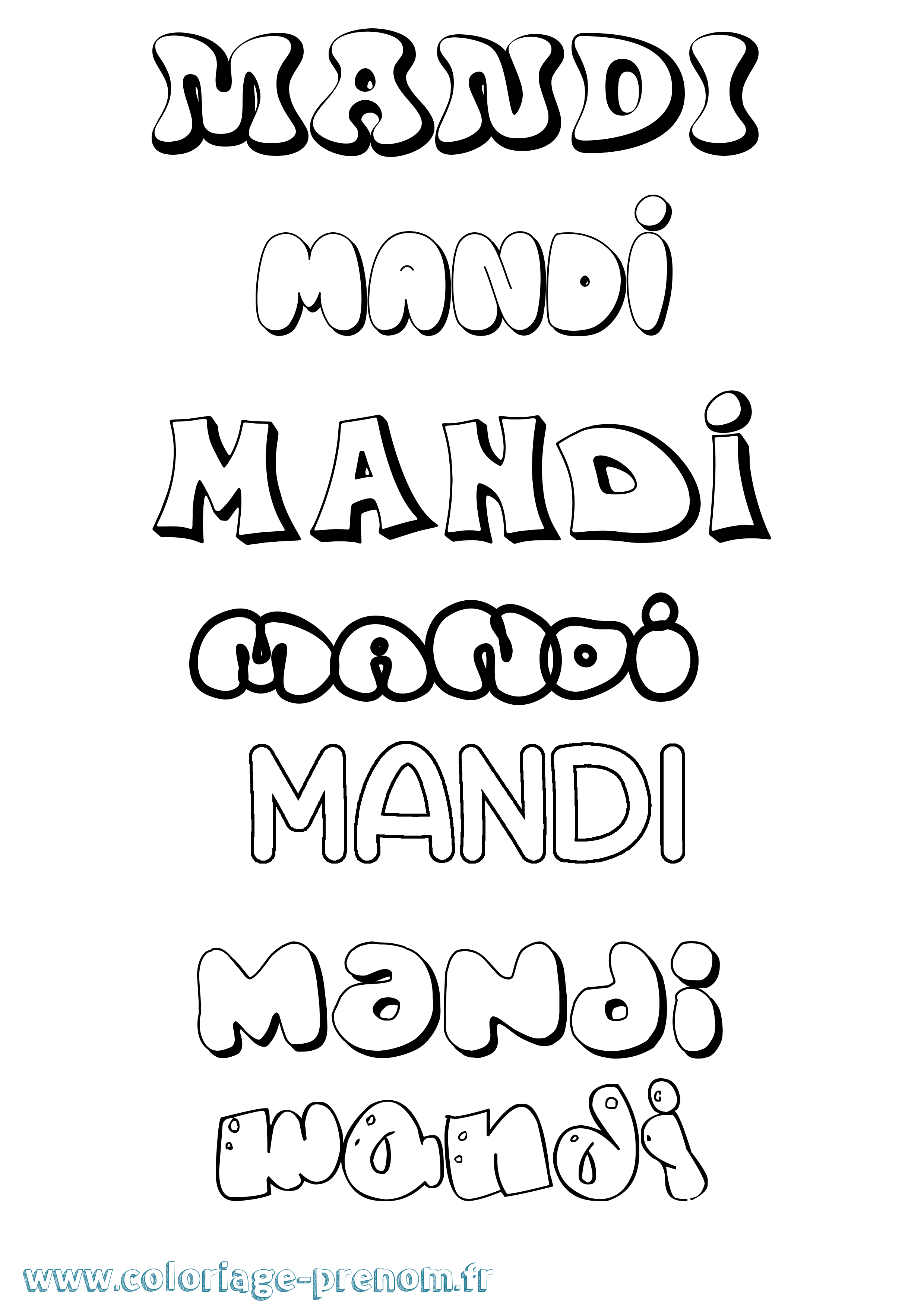 Coloriage Mandi Bubble Coloriage prénom Mandi Bubble