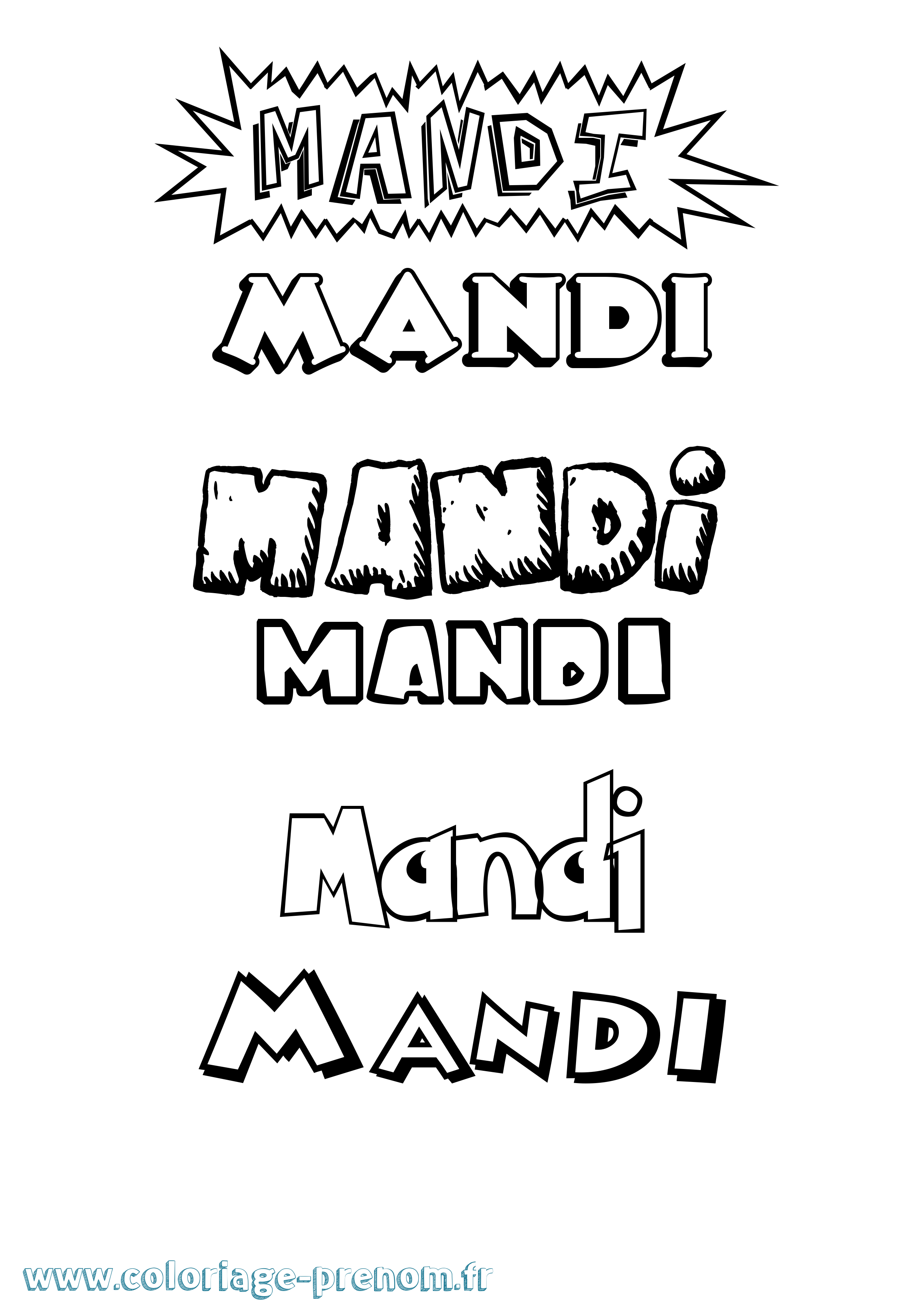 Coloriage Mandi Dessin Animé Coloriage prénom Mandi Dessin Animé
