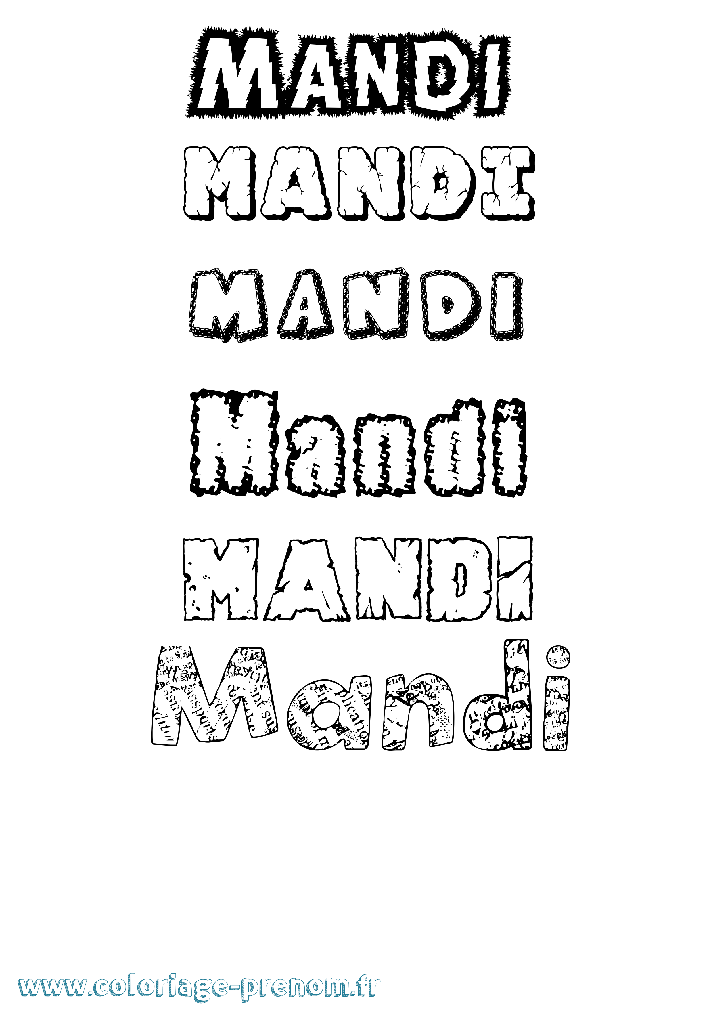 Coloriage Mandi Destructuré Coloriage prénom Mandi Destructuré