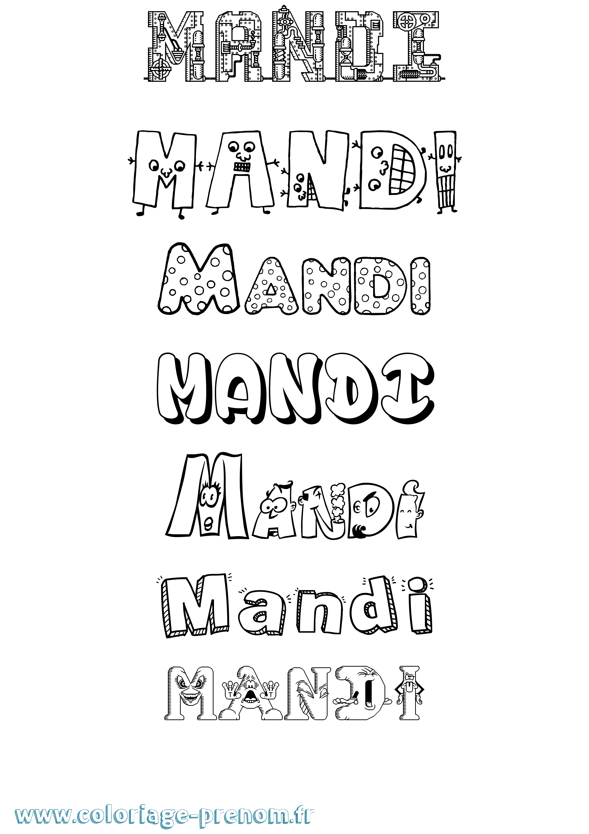 Coloriage Mandi Fun Coloriage prénom Mandi Fun