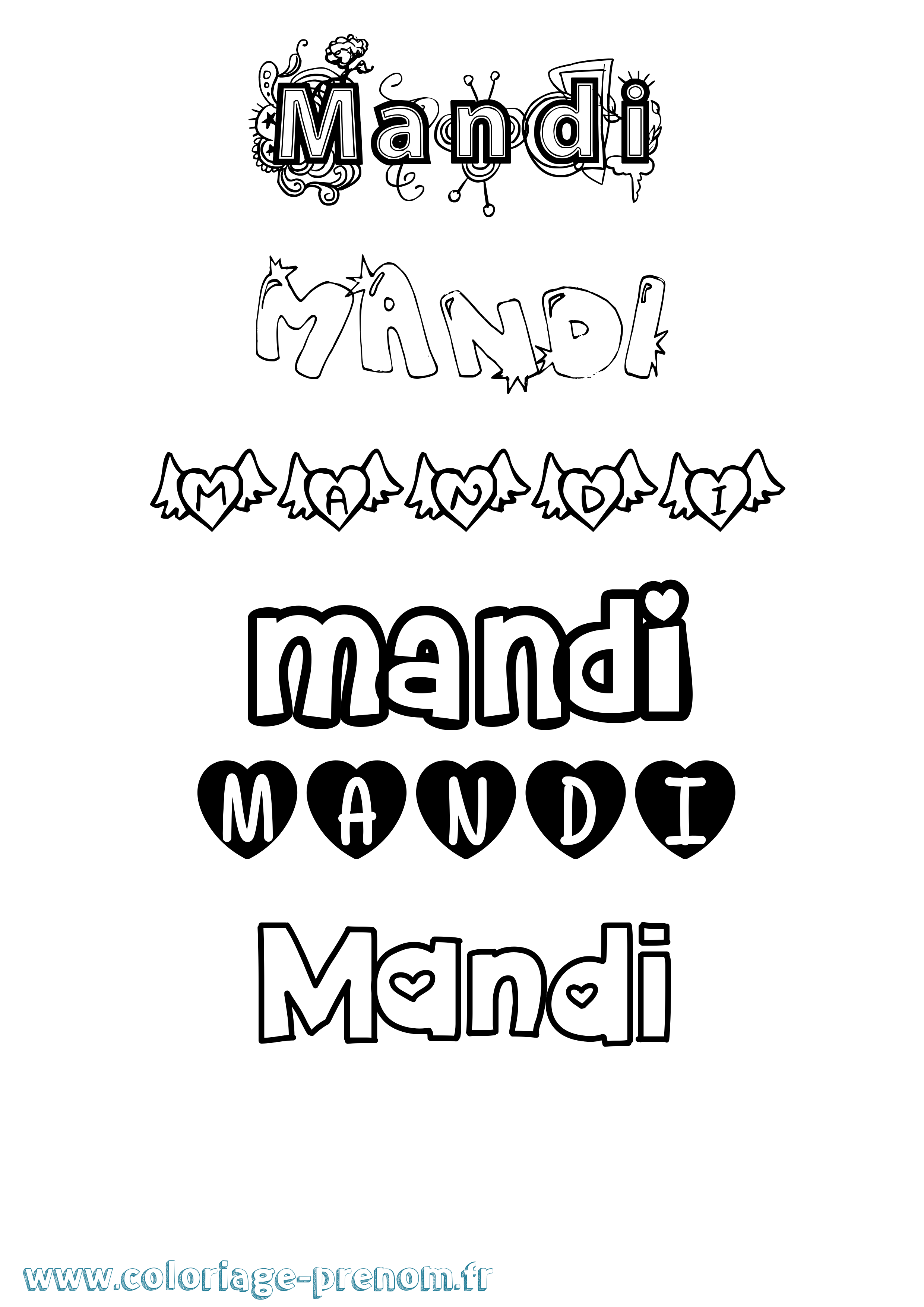 Coloriage Mandi Girly Coloriage prénom Mandi Girly