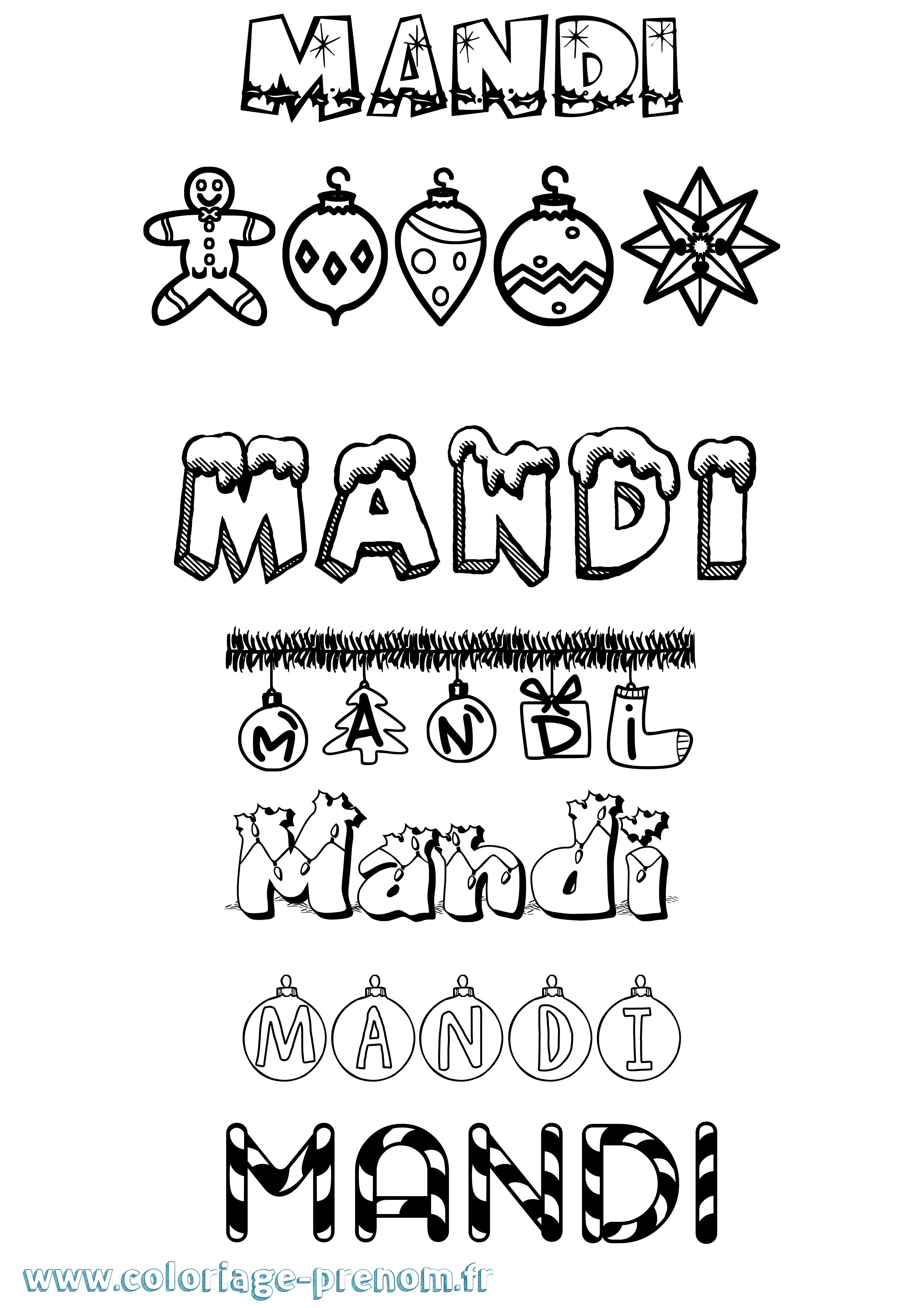 Coloriage Mandi Noël Coloriage prénom Mandi Noël