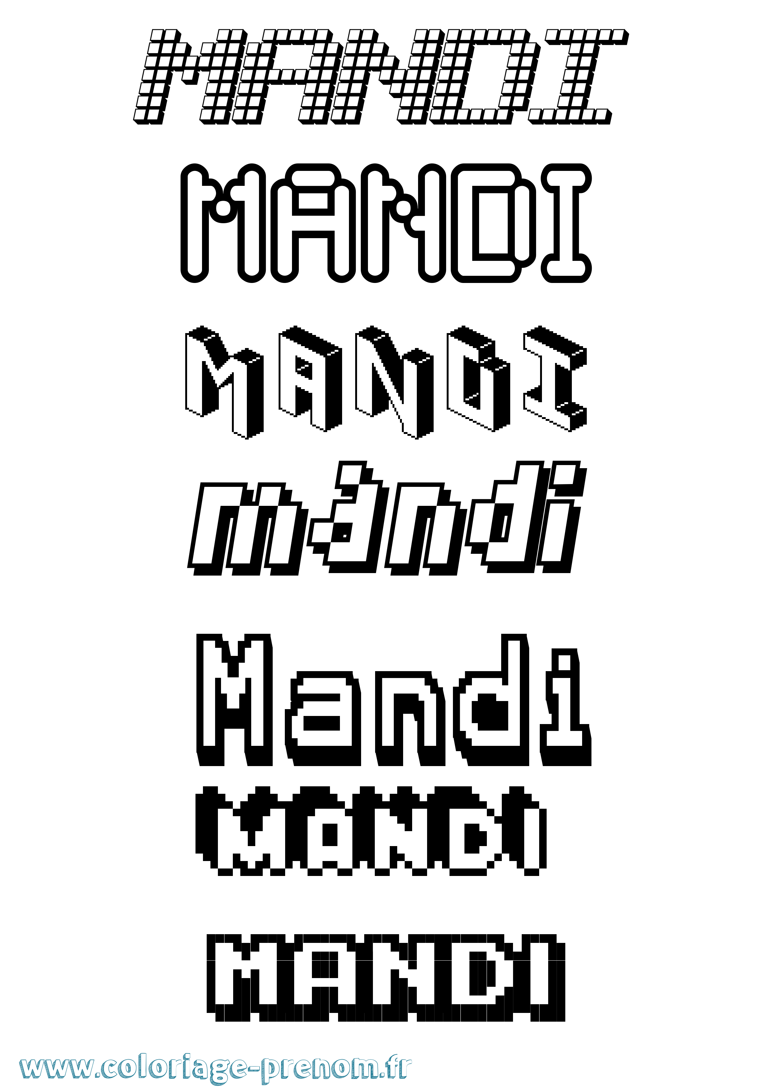 Coloriage Mandi Pixel Coloriage prénom Mandi Pixel