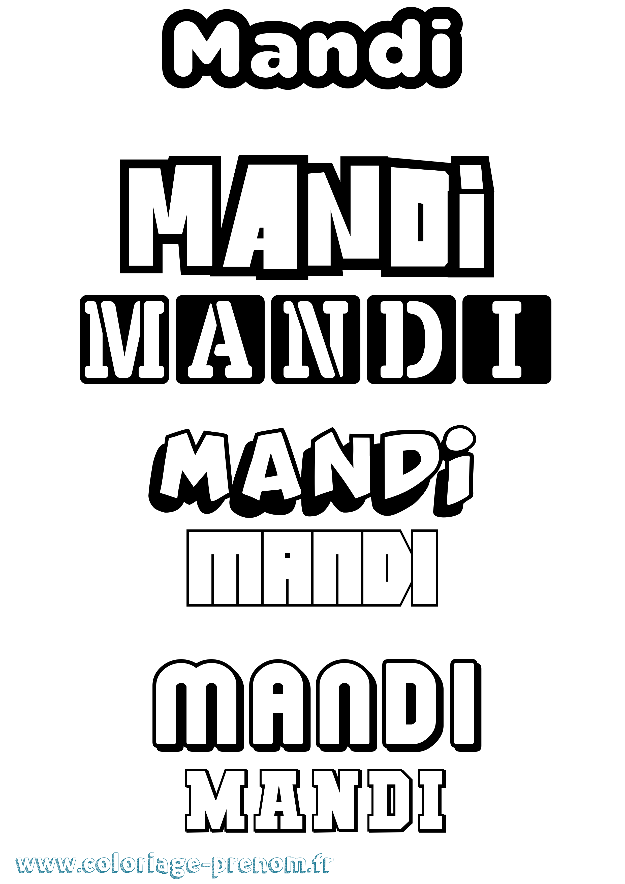 Coloriage Mandi Simple Coloriage prénom Mandi Simple