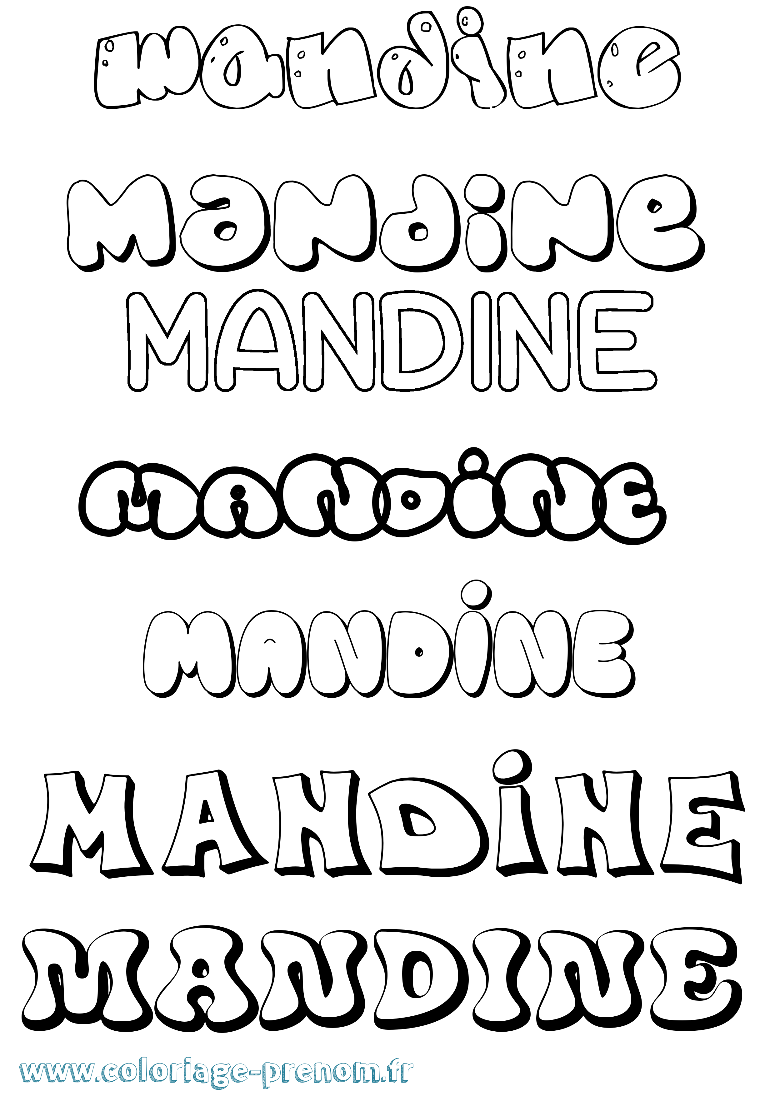 Coloriage Mandine Bubble Coloriage prénom Mandine Bubble