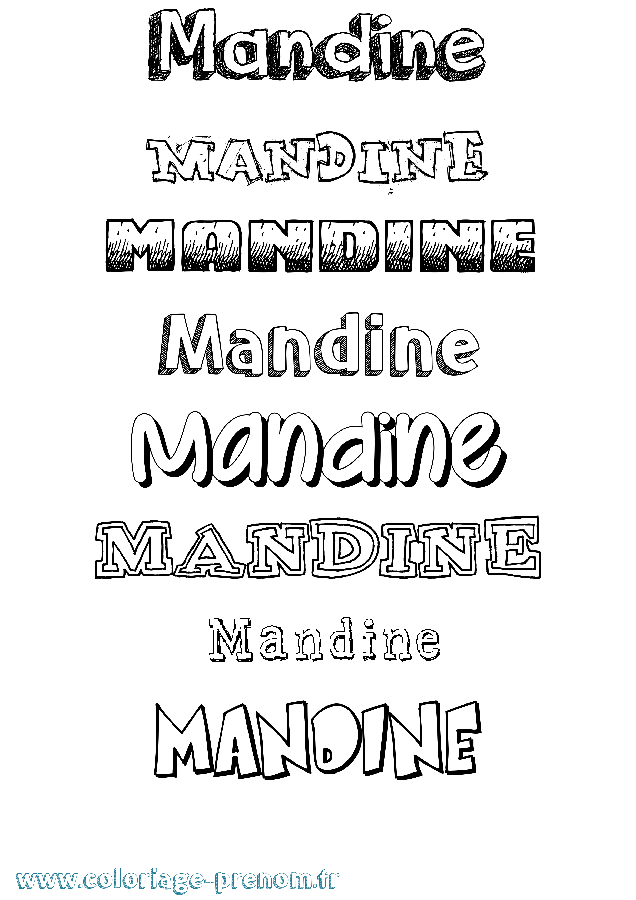 Coloriage Mandine Dessiné Coloriage prénom Mandine Dessiné