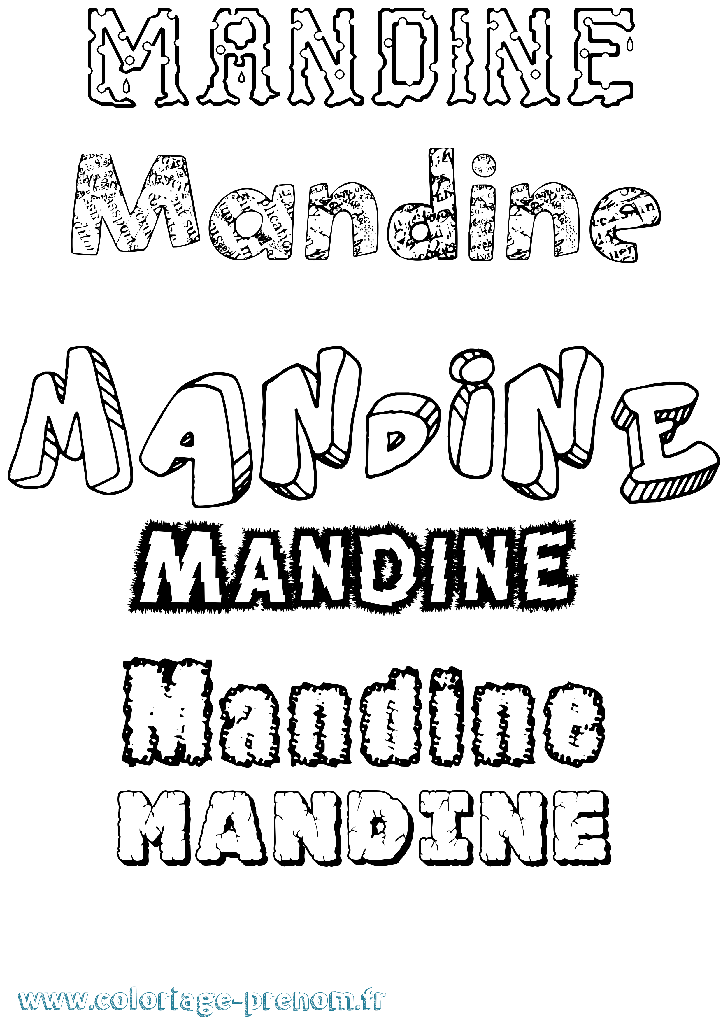 Coloriage Mandine Destructuré Coloriage prénom Mandine Destructuré
