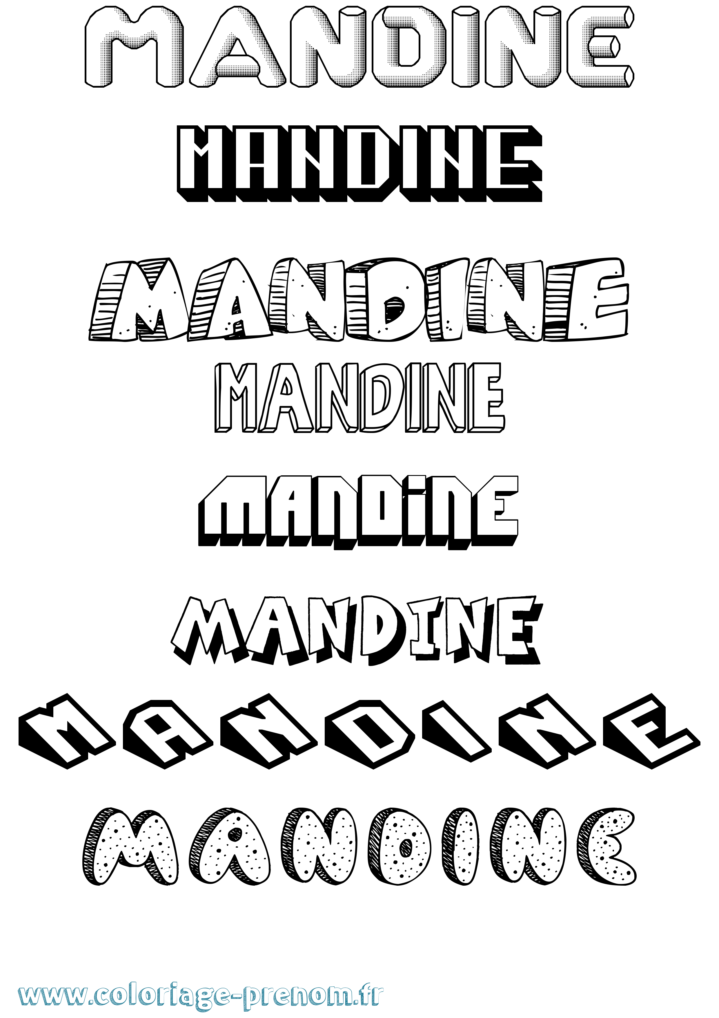 Coloriage Mandine Effet 3D Coloriage prénom Mandine Effet 3D