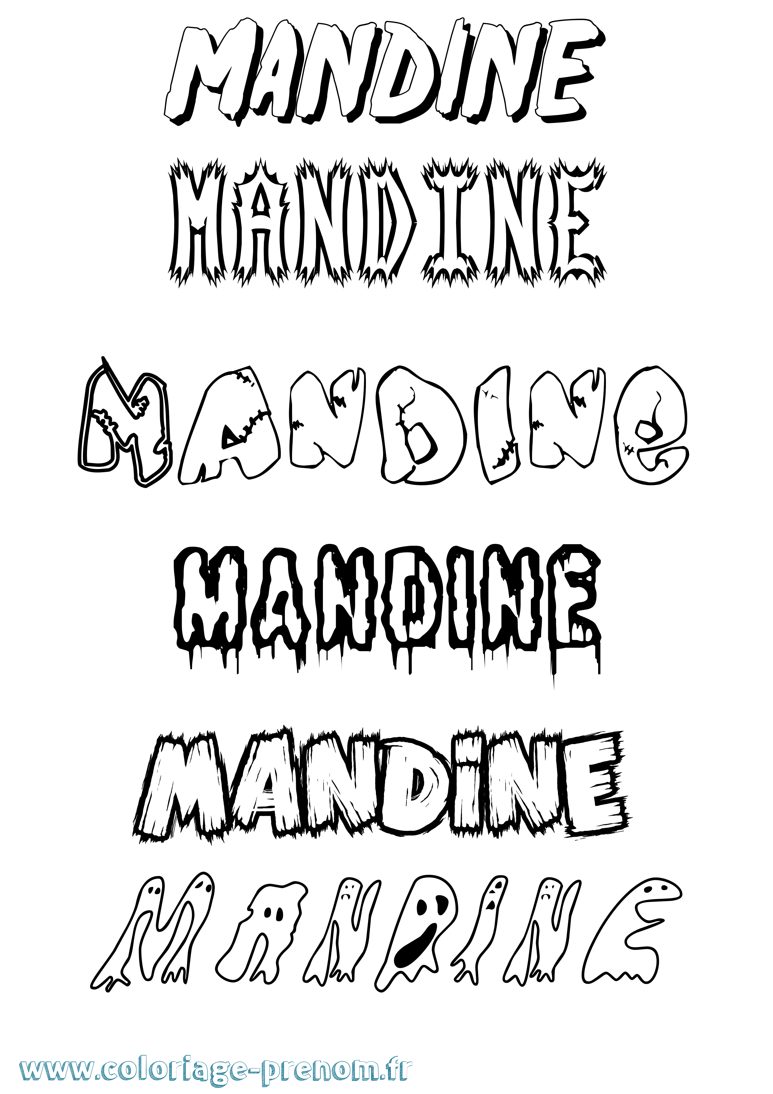 Coloriage Mandine Frisson Coloriage prénom Mandine Frisson
