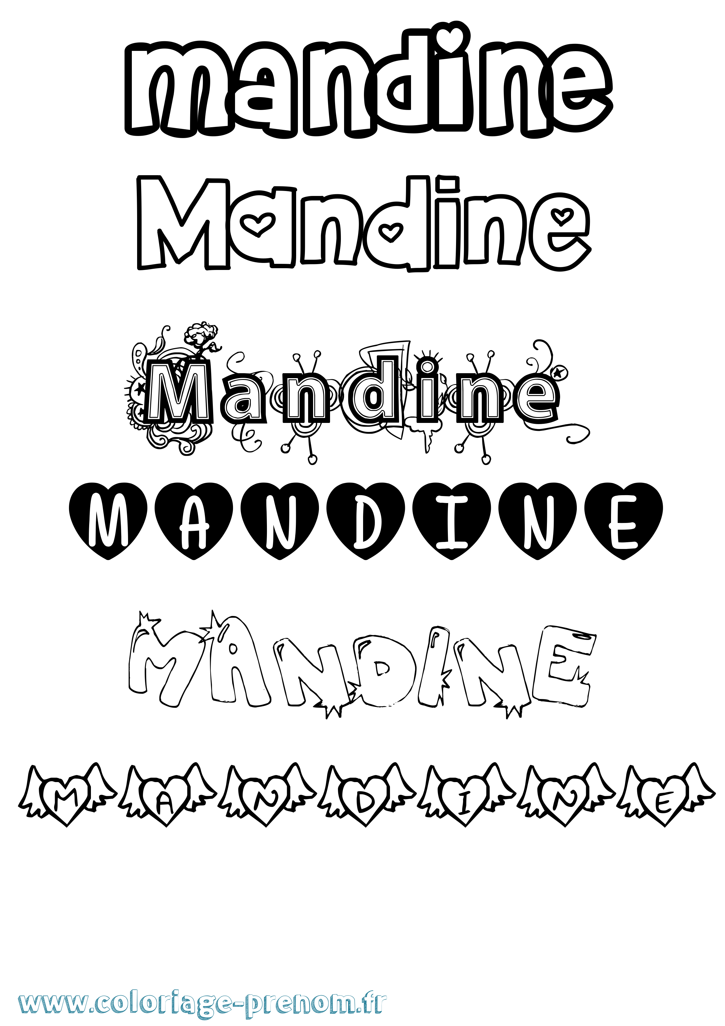 Coloriage Mandine Girly Coloriage prénom Mandine Girly