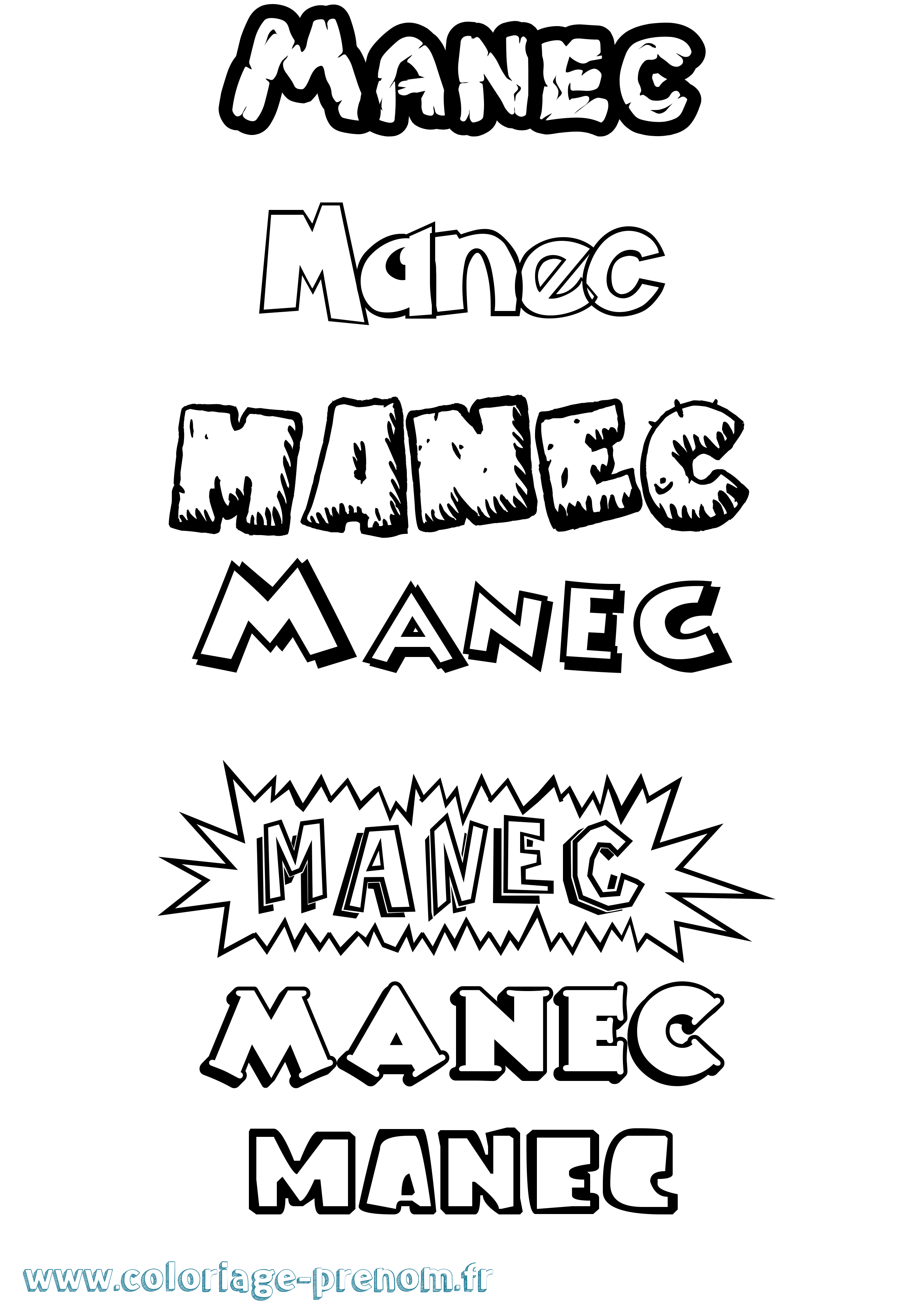 Coloriage Manec Dessin Animé Coloriage prénom Manec Dessin Animé