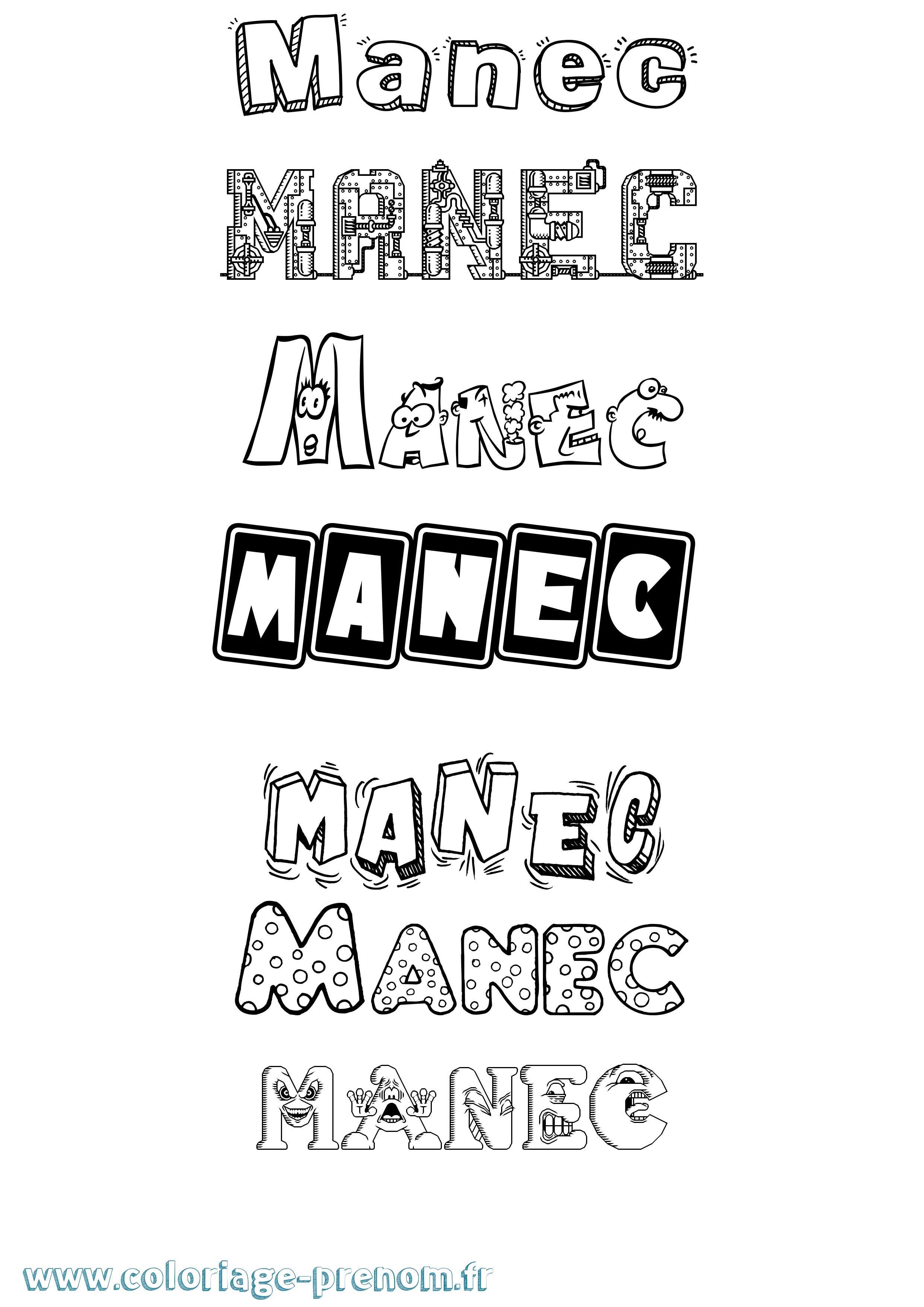 Coloriage Manec Fun Coloriage prénom Manec Fun