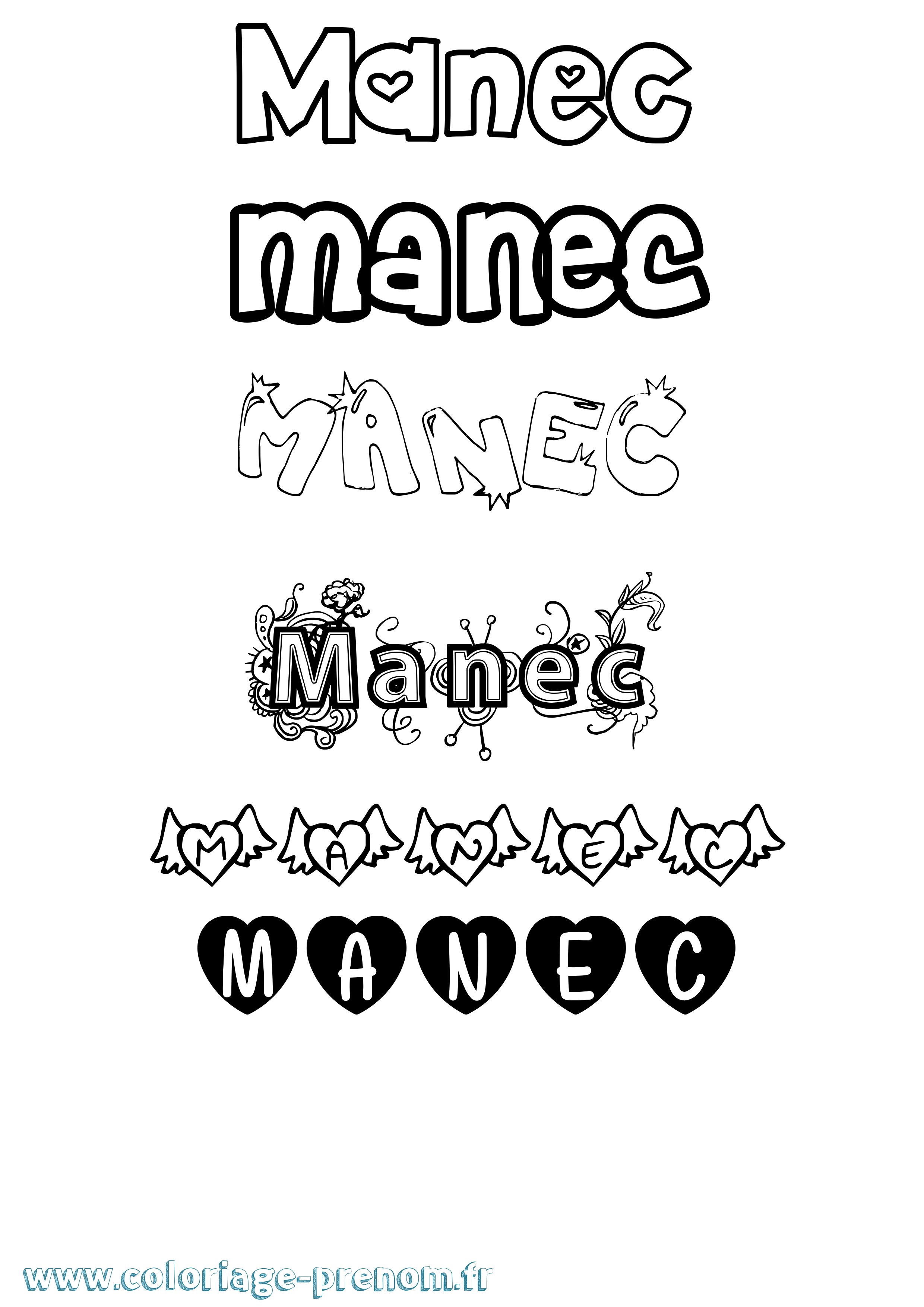 Coloriage Manec Girly Coloriage prénom Manec Girly