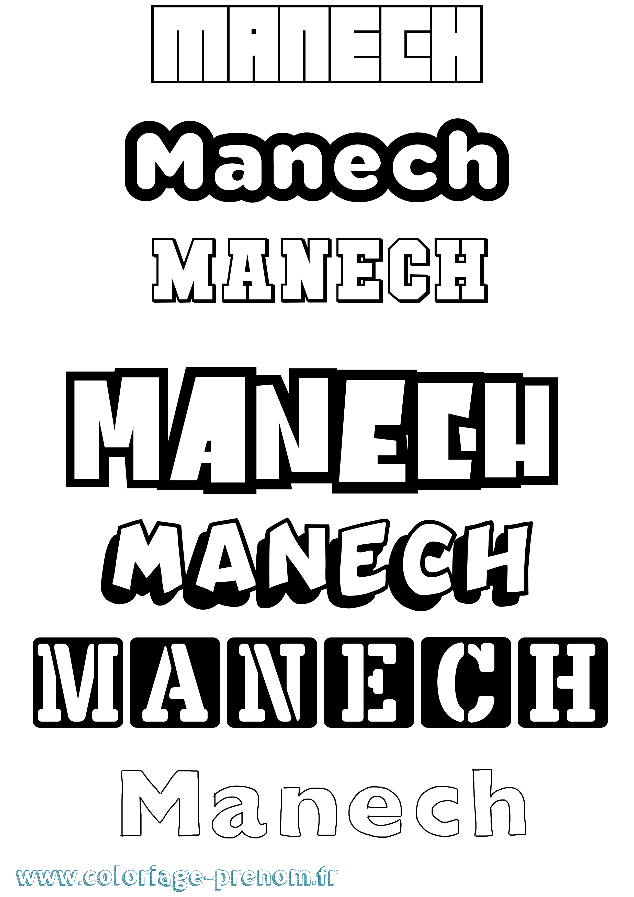 Coloriage Manech Simple Coloriage prénom Manech Simple