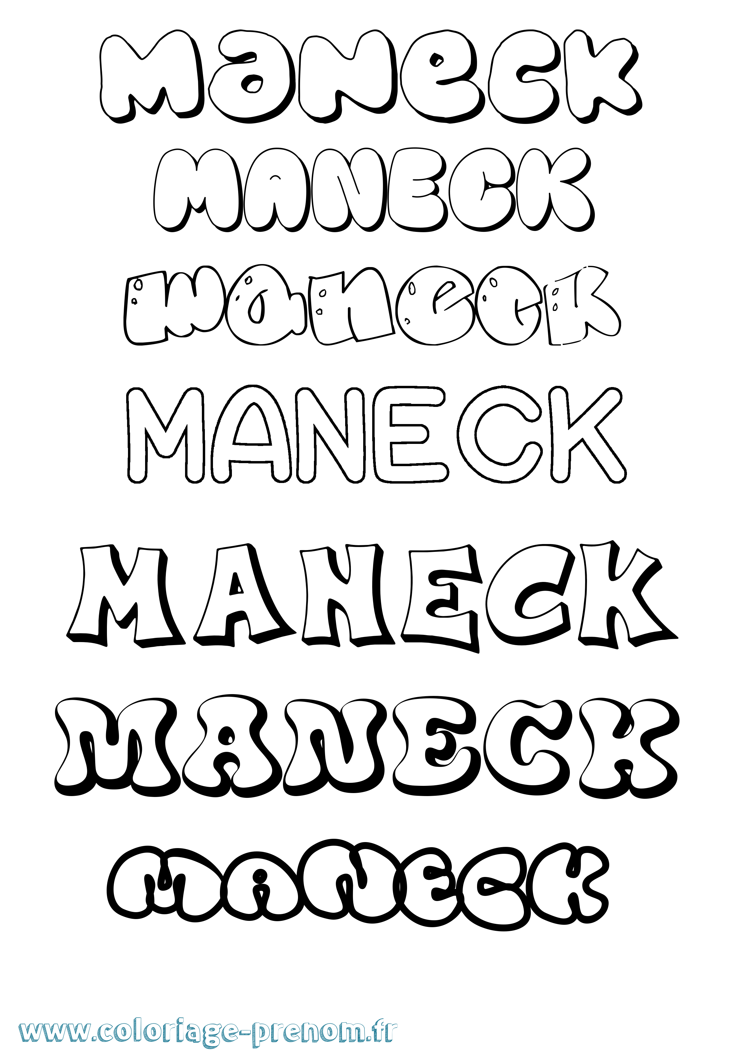 Coloriage Maneck Bubble Coloriage prénom Maneck Bubble