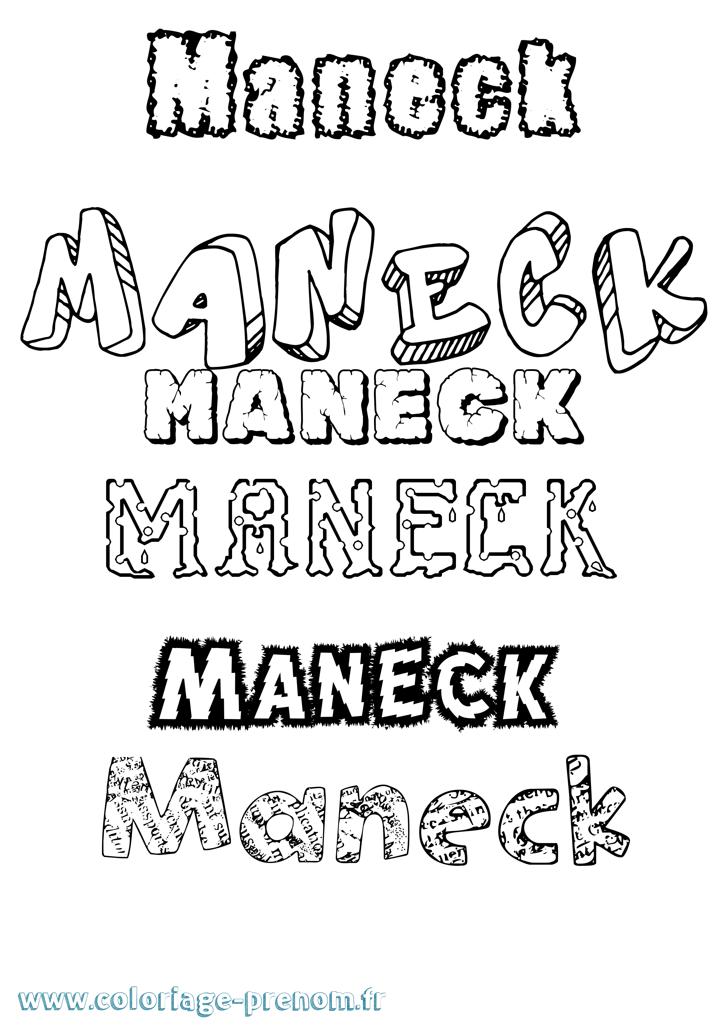 Coloriage Maneck Destructuré Coloriage prénom Maneck Destructuré