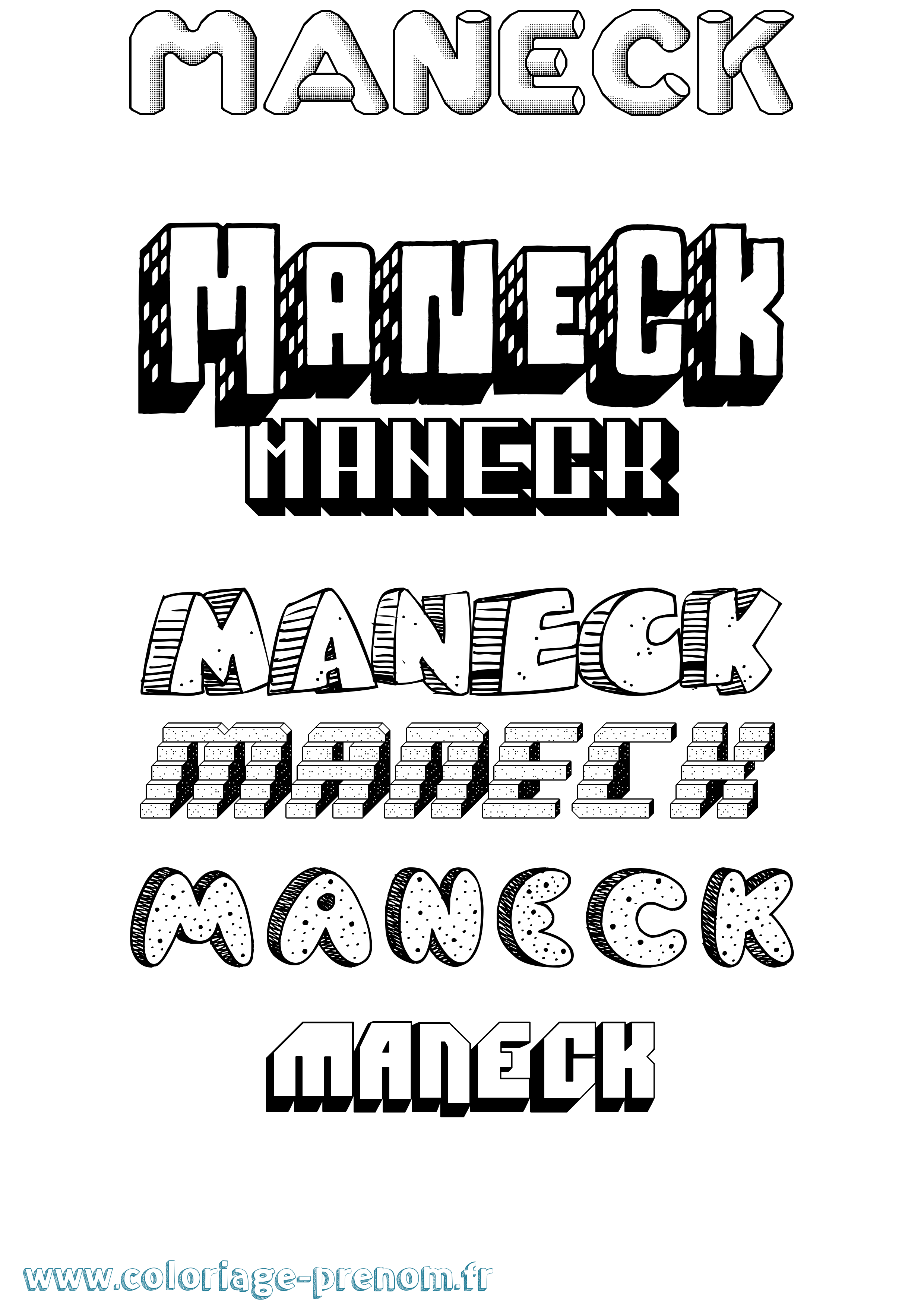 Coloriage Maneck Effet 3D Coloriage prénom Maneck Effet 3D