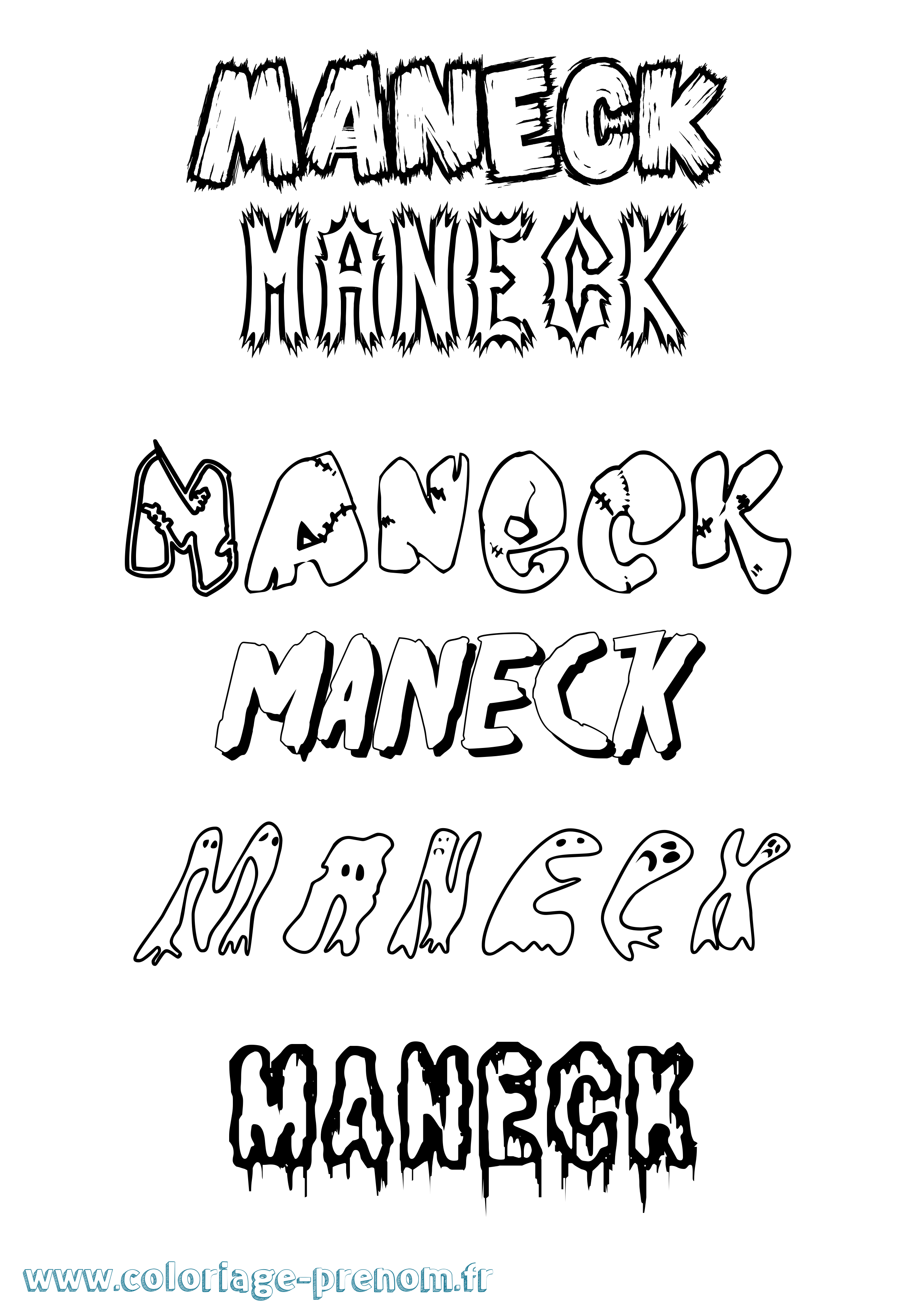 Coloriage Maneck Frisson Coloriage prénom Maneck Frisson