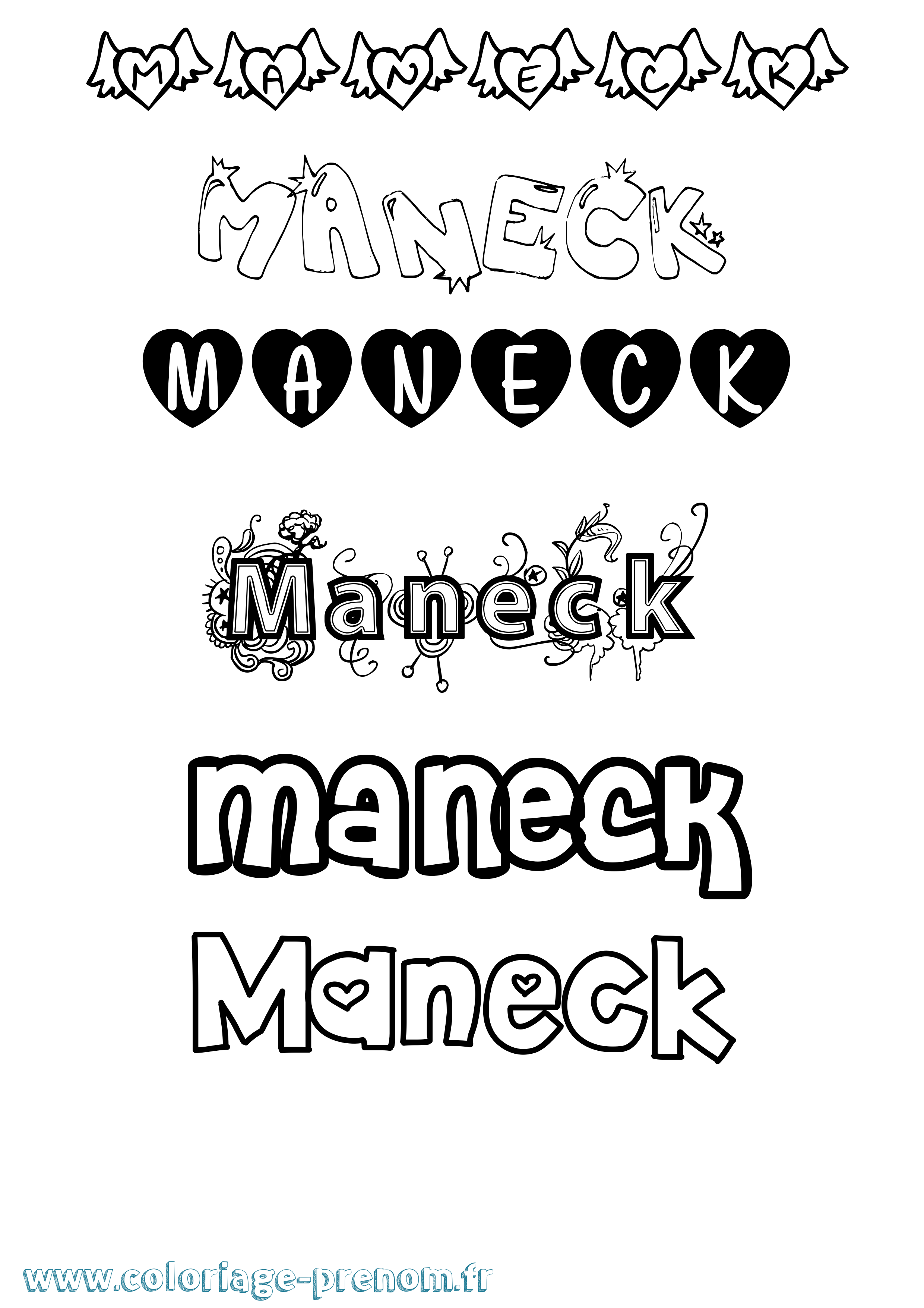 Coloriage Maneck Girly Coloriage prénom Maneck Girly